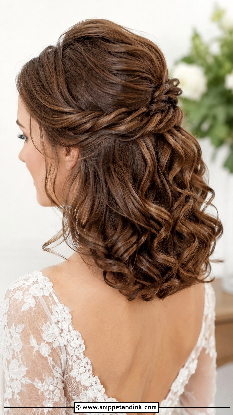 Half Up Loose Curls Medium Length Wedding Hair - Snippet and Ink - 15 Loose Curls Medium Length Wedding Hair