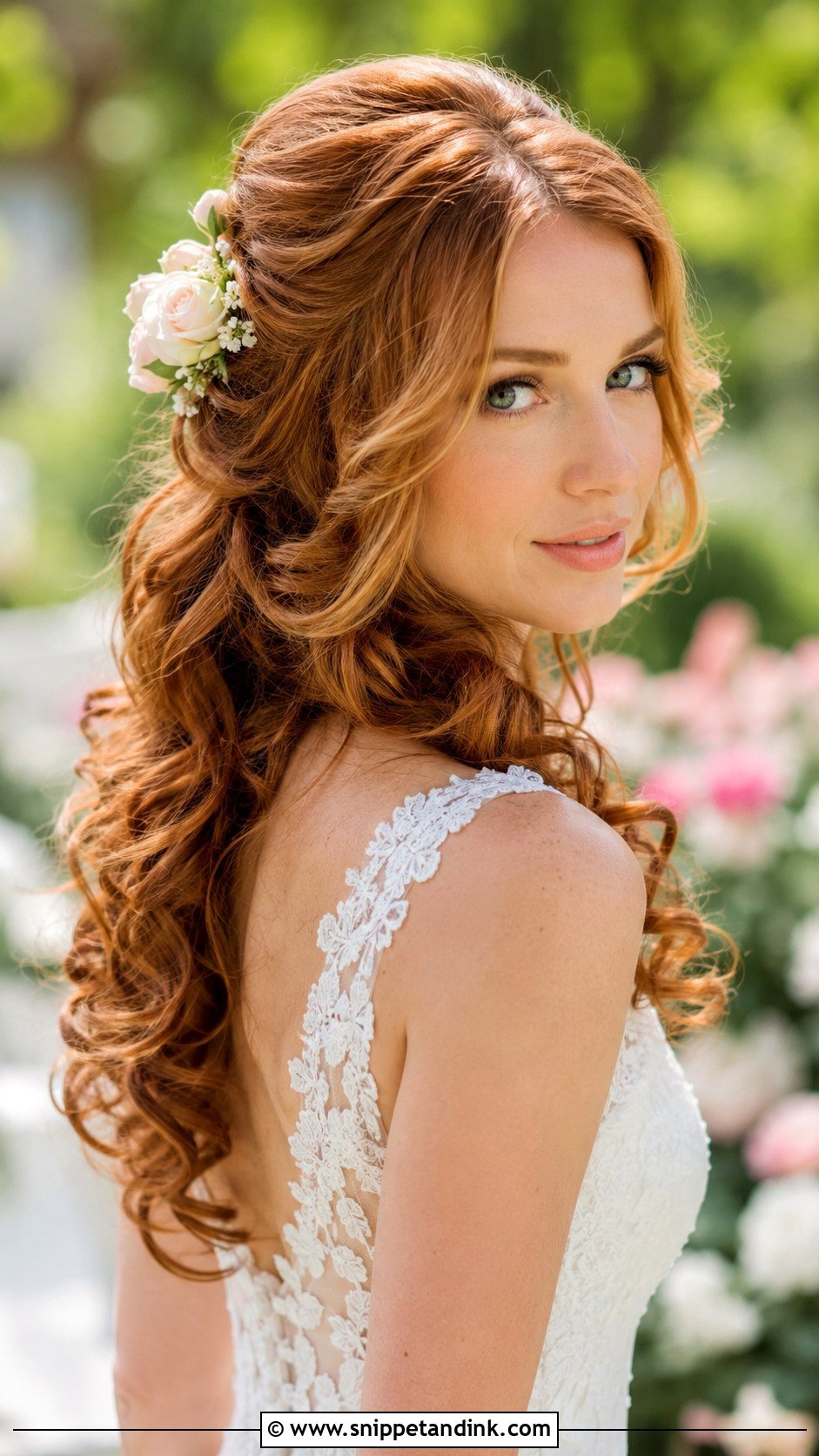 Half Up Loose Curls Wedding Hair - Snippet and Ink - 25 Romantic Half-Up Wedding Hair Ideas