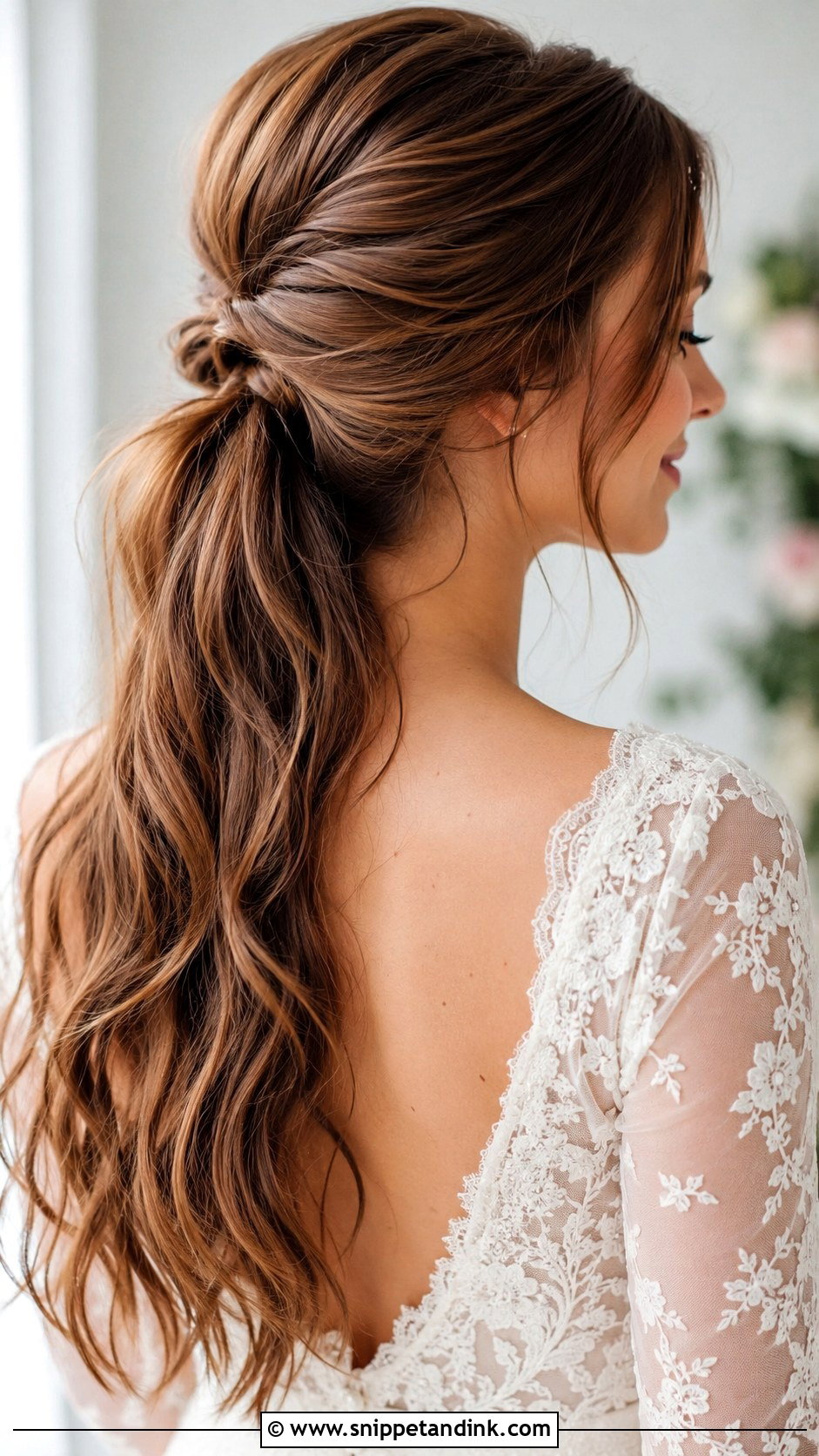 Half Up Low Ponytail Wedding Hair - Snippet and Ink - 25 Low Ponytail Wedding Hair Ideas