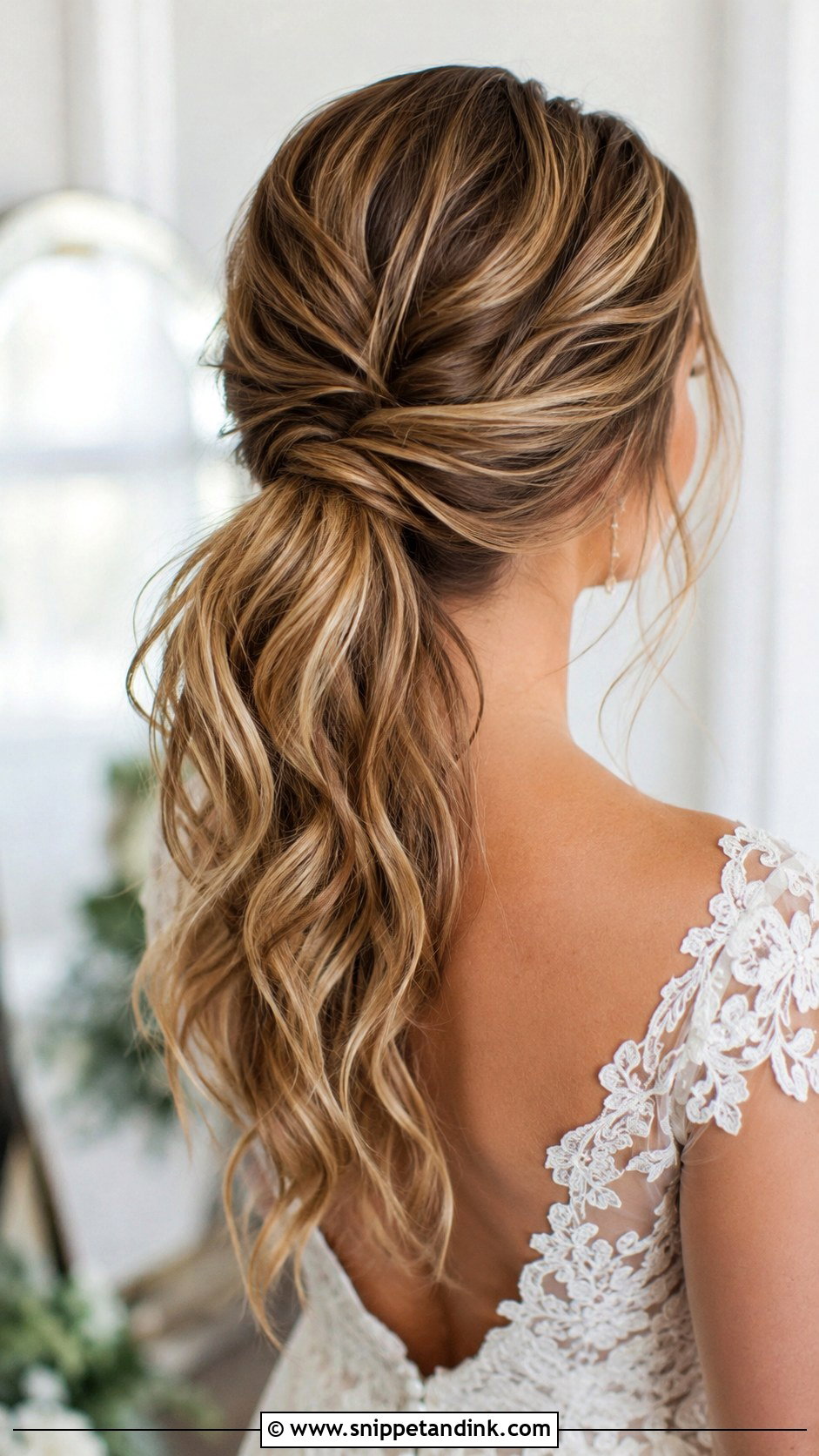 Half Up Low Ponytail for Brides - Snippet and Ink - 20 Low Pony Wedding Hairstyles