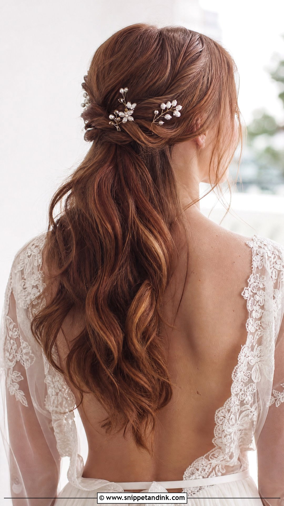 Half Up Low Ponytail for Weddings - Snippet and Ink - 20 Wedding Low Ponytail Hairstyles