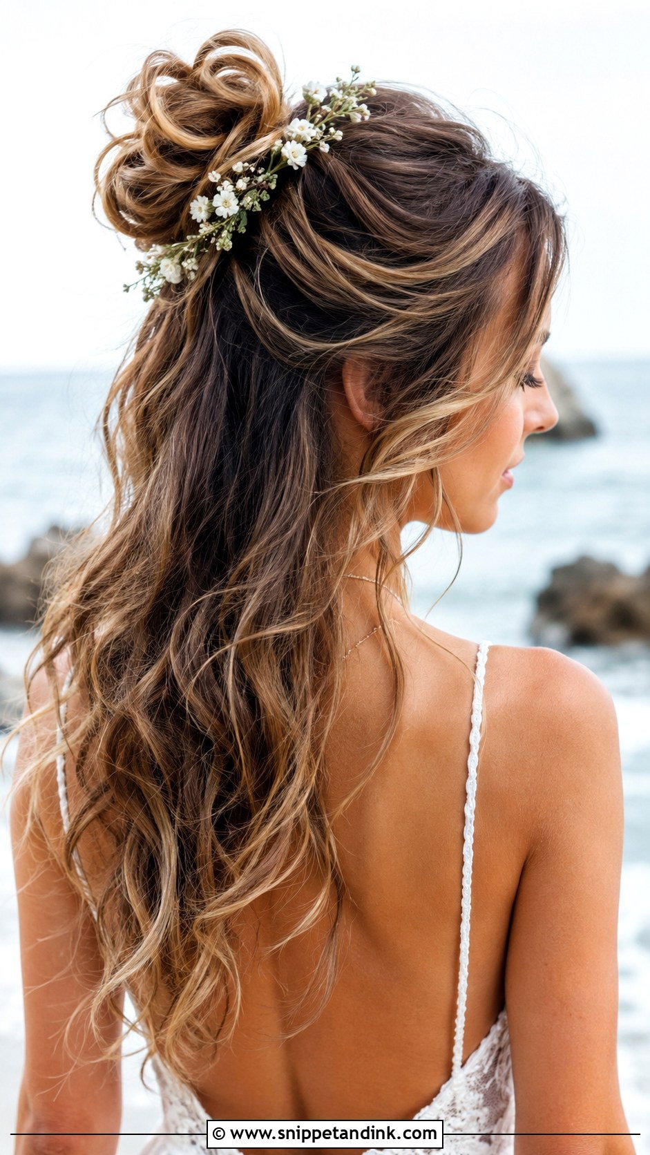 Half Up Messy Bun - Snippet and Ink - 20 Messy Bun Wedding Hairstyles