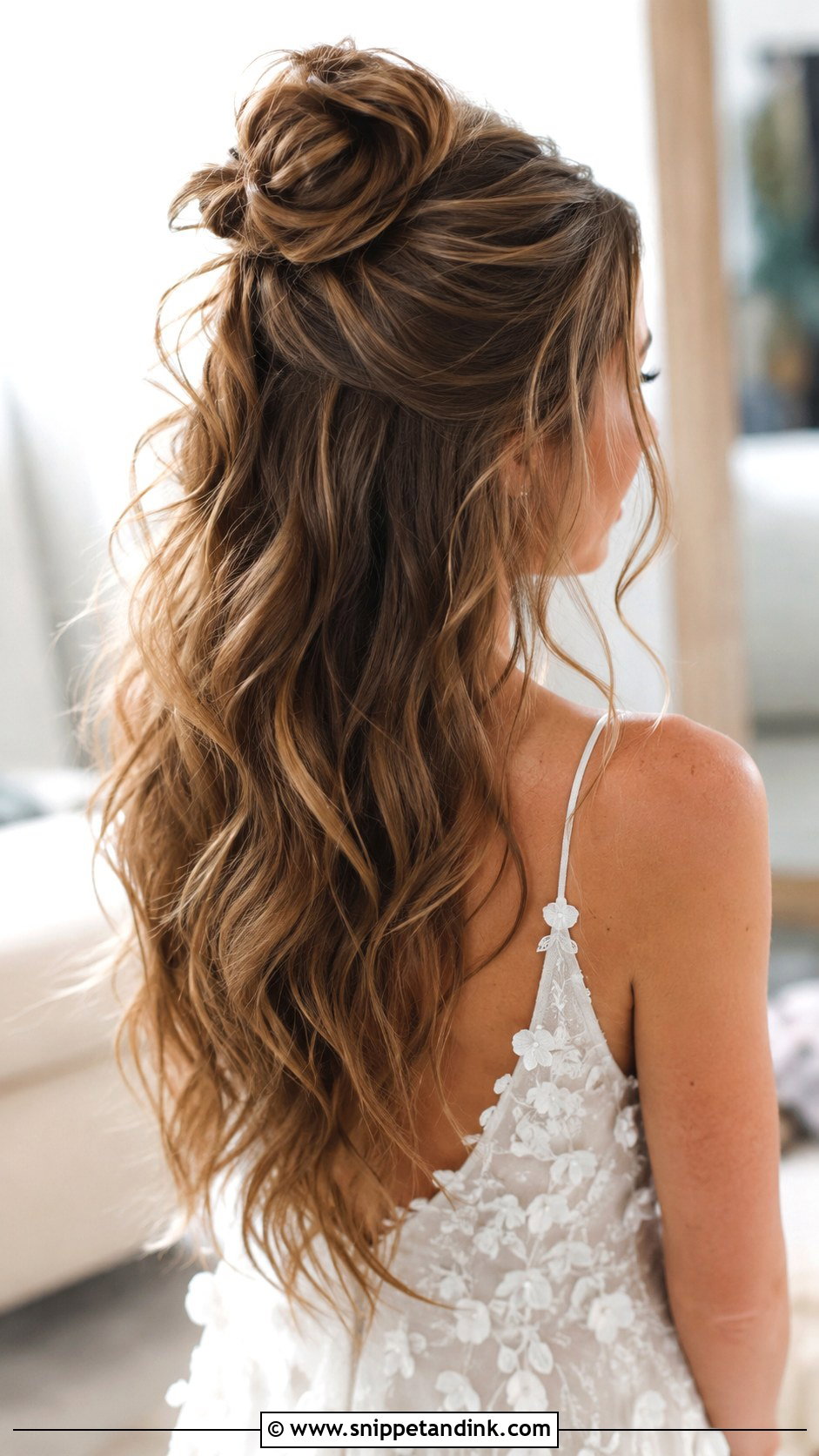Half Up Messy Bun - Snippet and Ink - 25 Messy Bride Hairstyles