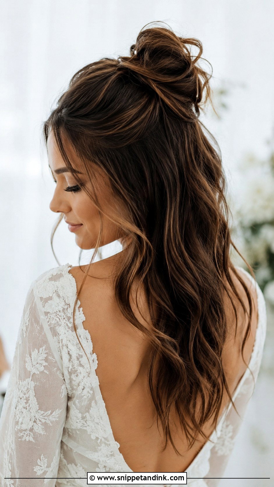 Half Up Messy Bun for Wedding - Snippet and Ink - 20 Messi Bun Hairstyles for Wedding