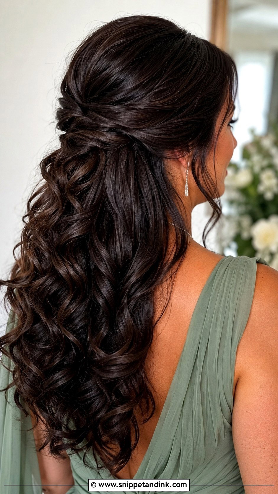 Half Up Mother Of Groom Hairstyle For Long Hair - Snippet and Ink - 15 Half-Up Mother of Groom Hairstyles