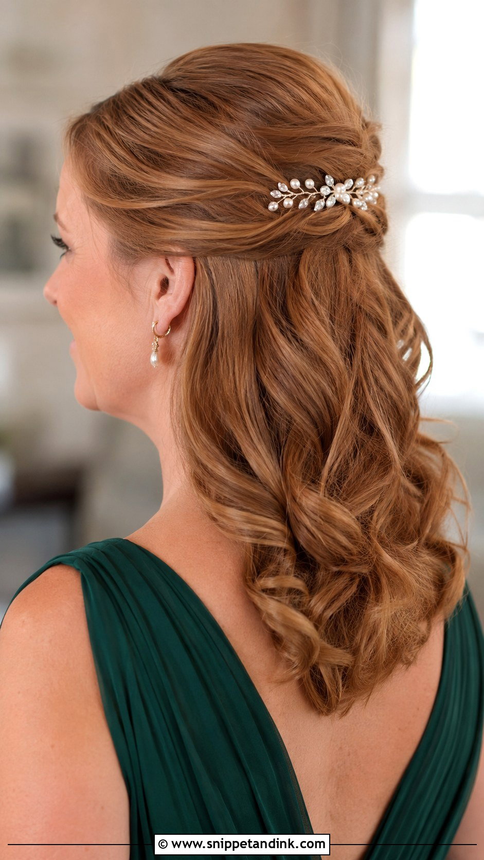 Half Up Mother Of Groom Hairstyle With Hair Comb - Snippet and Ink - 15 Half-Up Mother of Groom Hairstyles