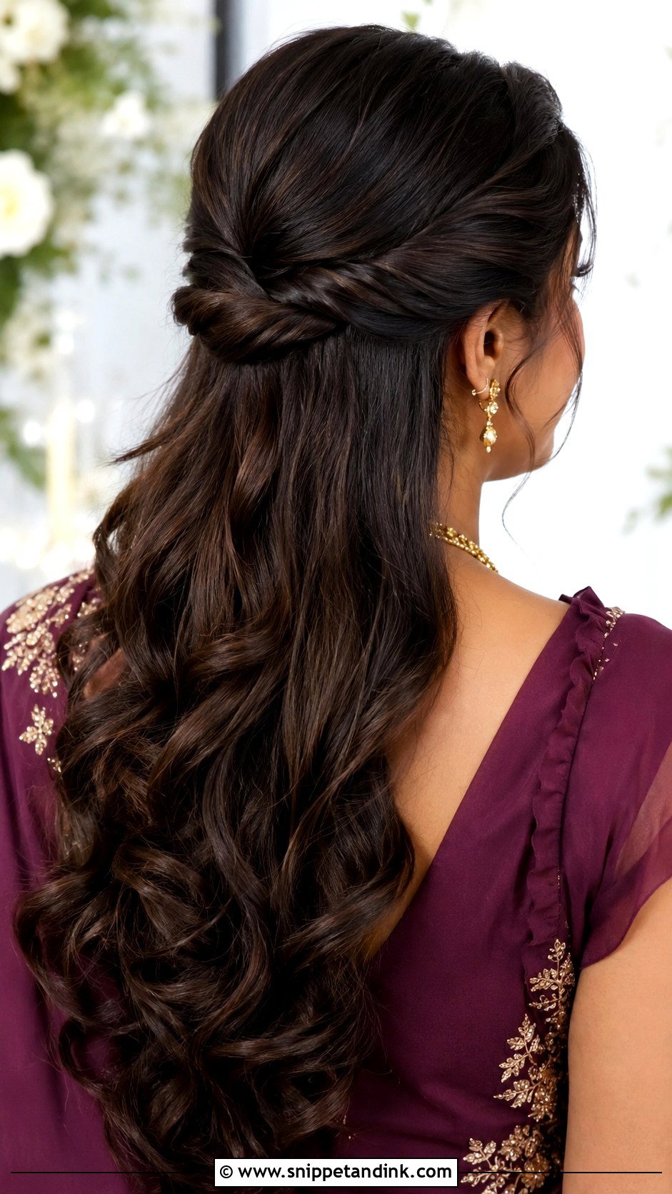 Half Up Mother Of Groom Hairstyle With Low Twist - Snippet and Ink - 15 Half-Up Mother of Groom Hairstyles