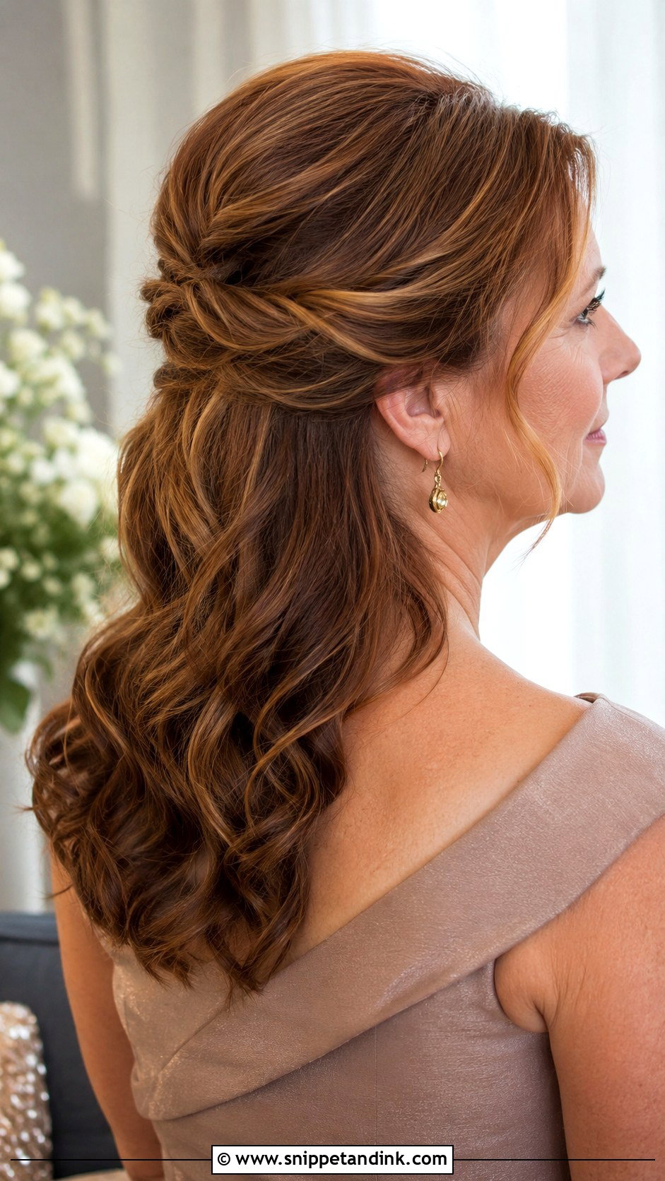 Half Up Mother Of Groom Hairstyle With Twist - Snippet and Ink - 15 Half-Up Mother of Groom Hairstyles