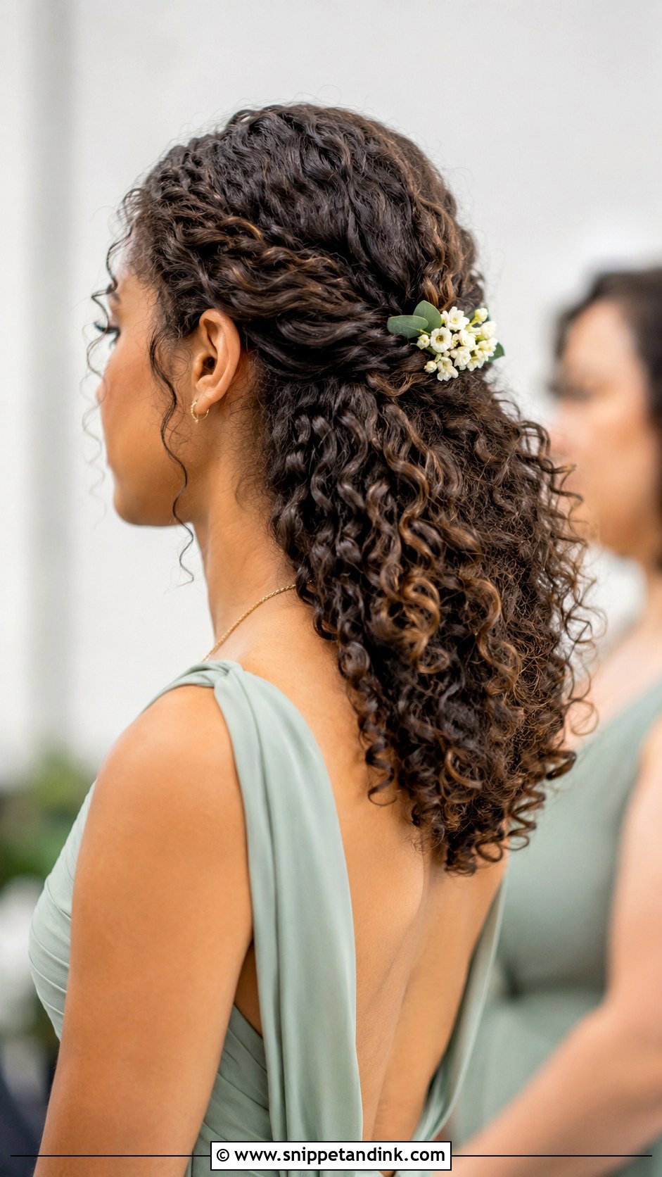 Half Up Natural Curly Wedding Hair For Bridesmaids - Snippet and Ink - 15 Half-Up Natural Curly Wedding Hairstyles