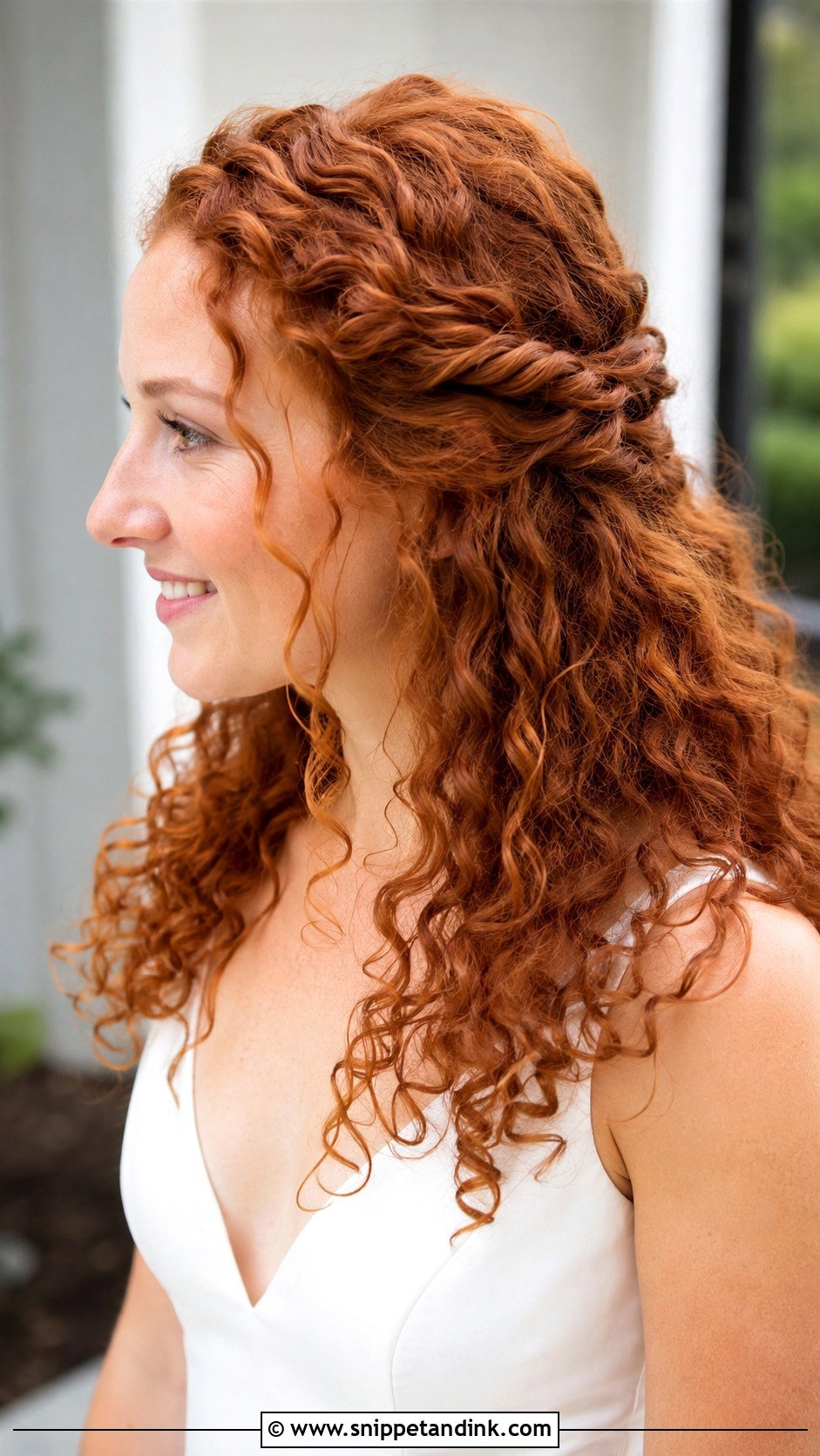 Half Up Natural Curly Wedding Hair With Twists - Snippet and Ink - 15 Half-Up Natural Curly Wedding Hairstyles