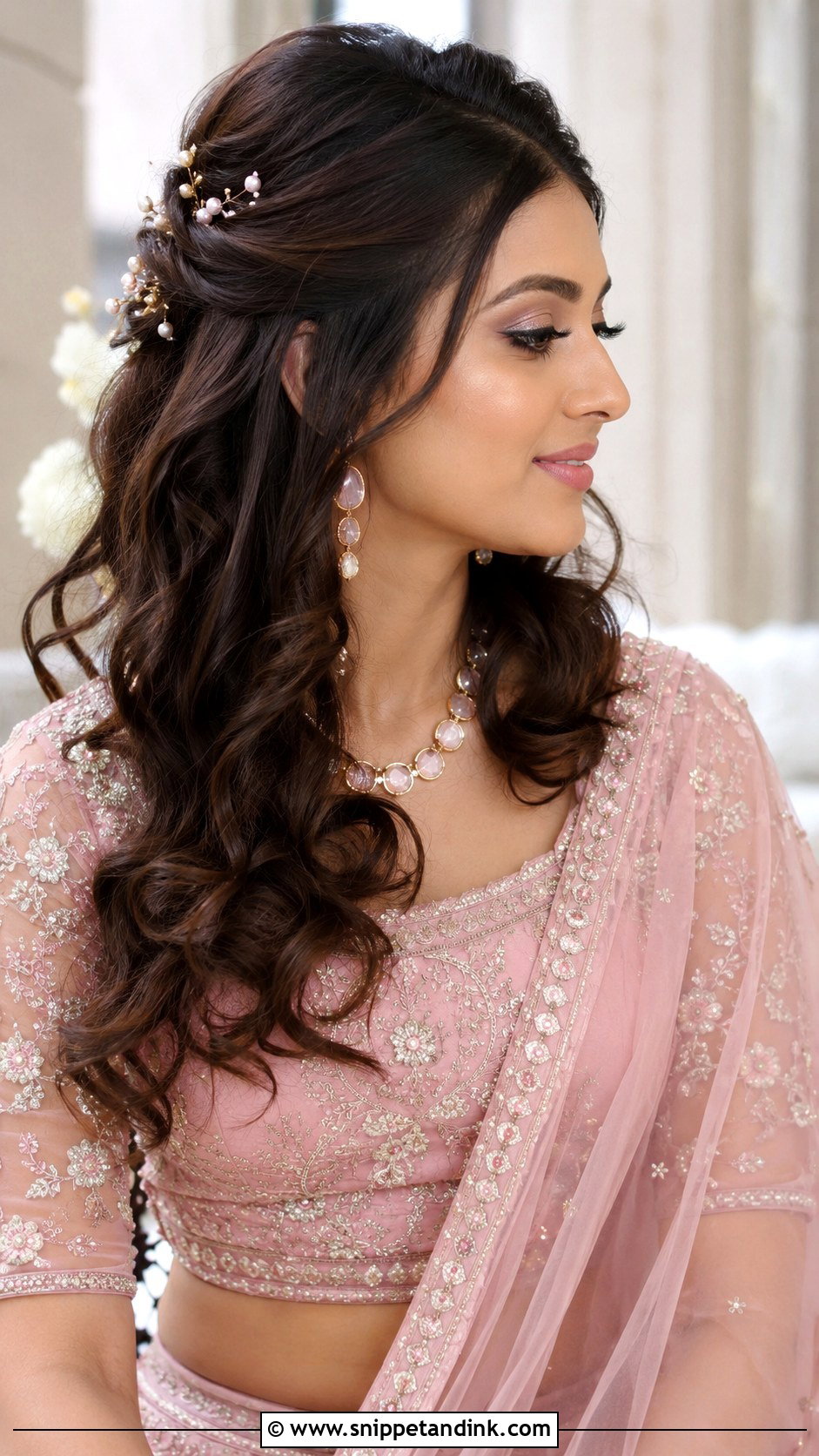 Half Up Open Bridal Hairstyle - Snippet and Ink - 15 Open Hairstyles Indian Wedding Bride
