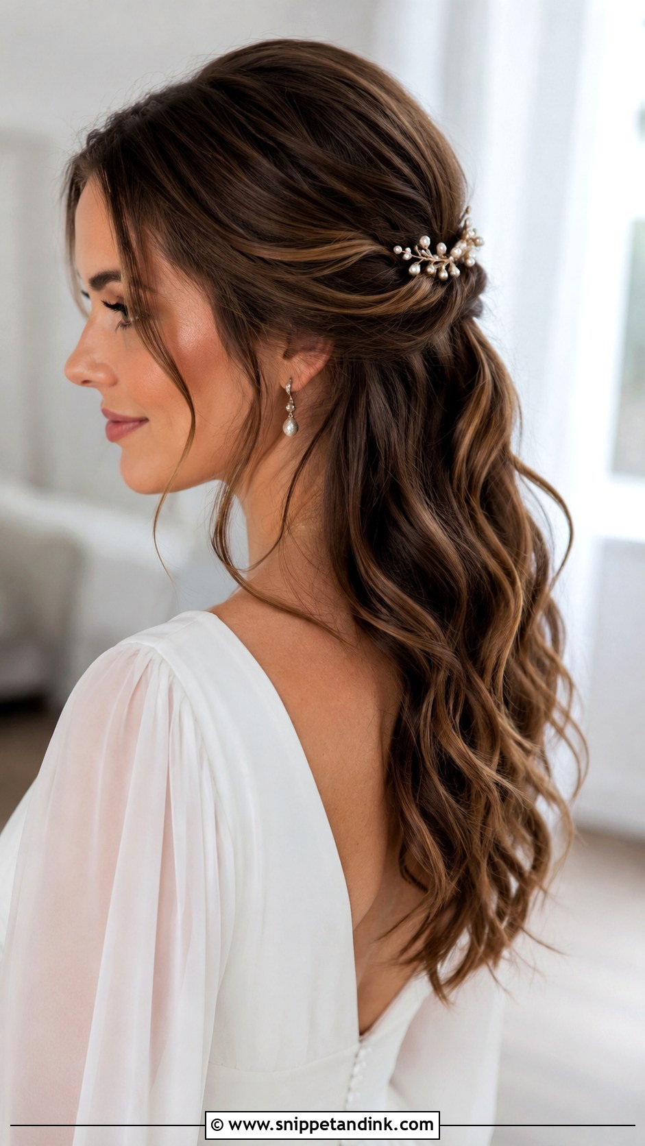 Half Up Open Hair For Wedding - Snippet and Ink - 15 Hairstyles in Open Hair for Wedding