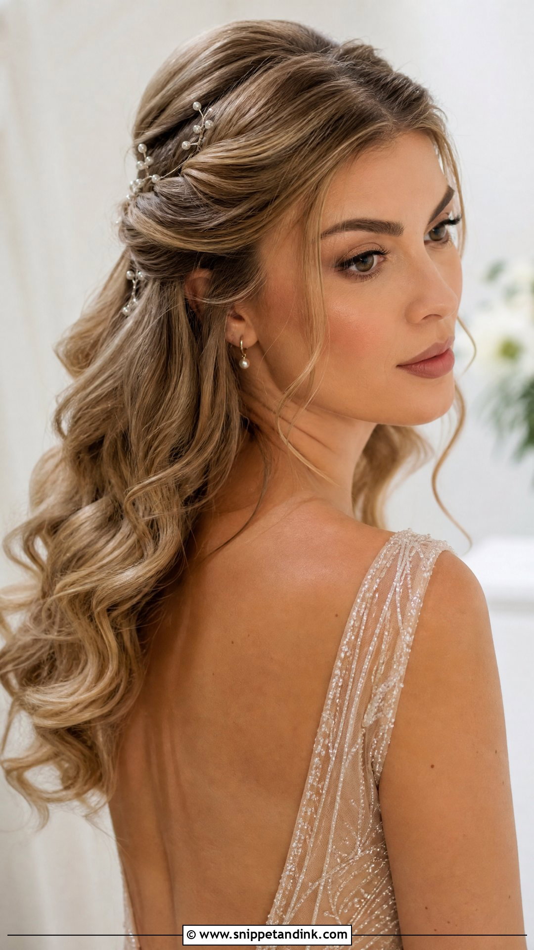 Half Up Open Hair Wedding Hairstyle - Snippet and Ink - 15 Front Hairstyles for Open Hair Wedding
