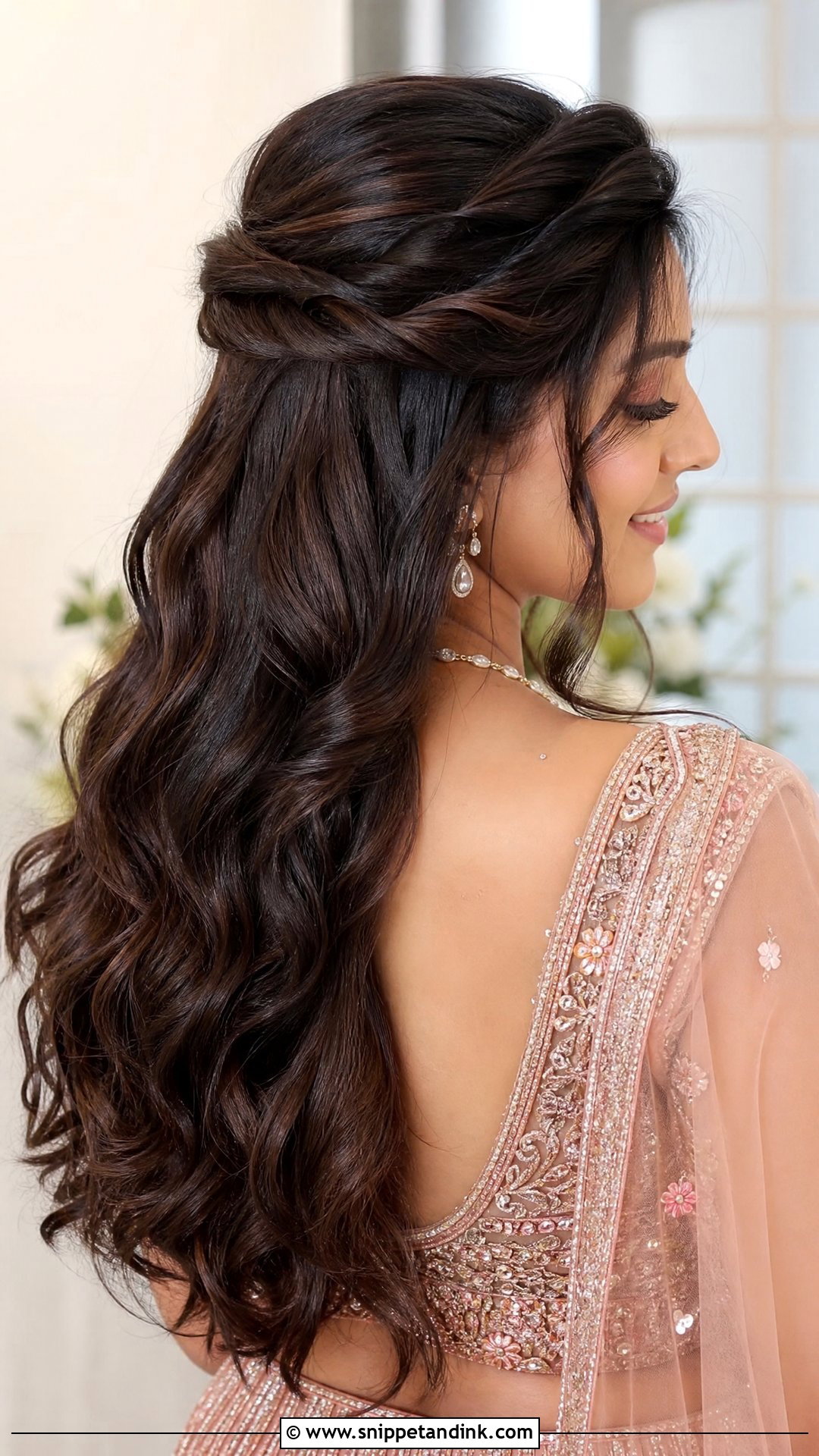 Half Up Open Hairstyle For Indian Engagement - Snippet and Ink - 20 Open Hairstyles for Indian Engagement