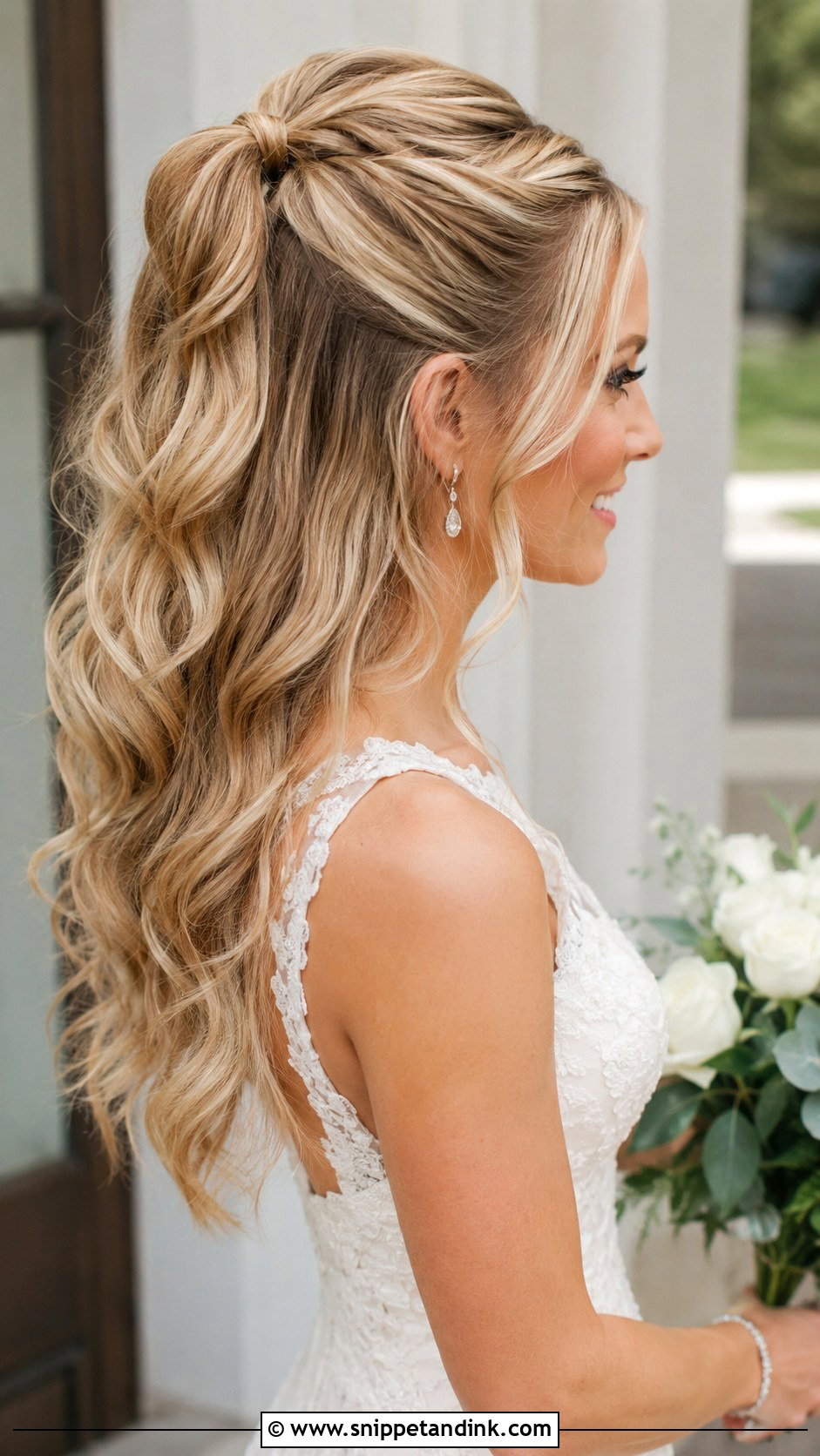Half Up Ponytail Wedding Hair - Snippet and Ink - 25 Half-Up Wedding Hair Styles