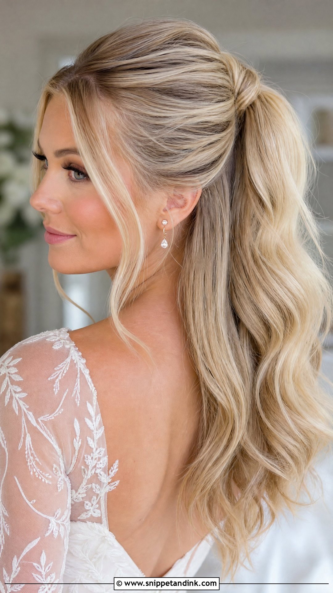 Half Up Ponytail Wedding Hairstyle - Snippet and Ink - 20 Clip in Hair Extensions Styles Half-Up Down Wedding Hairstyles