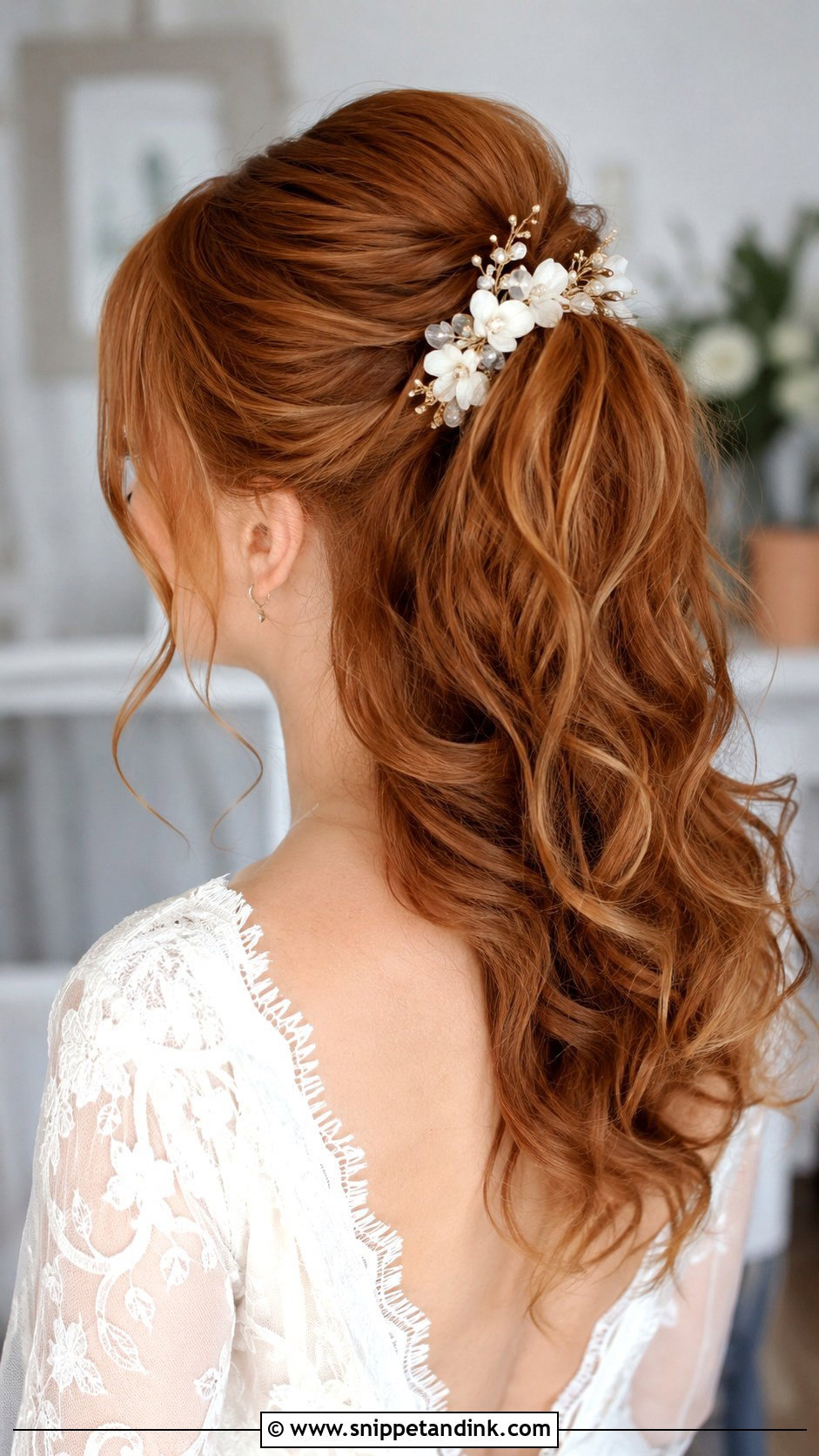 Half Up Ponytail Wedding Hairstyle - Snippet and Ink - 20 Pony Updo Wedding Ideas