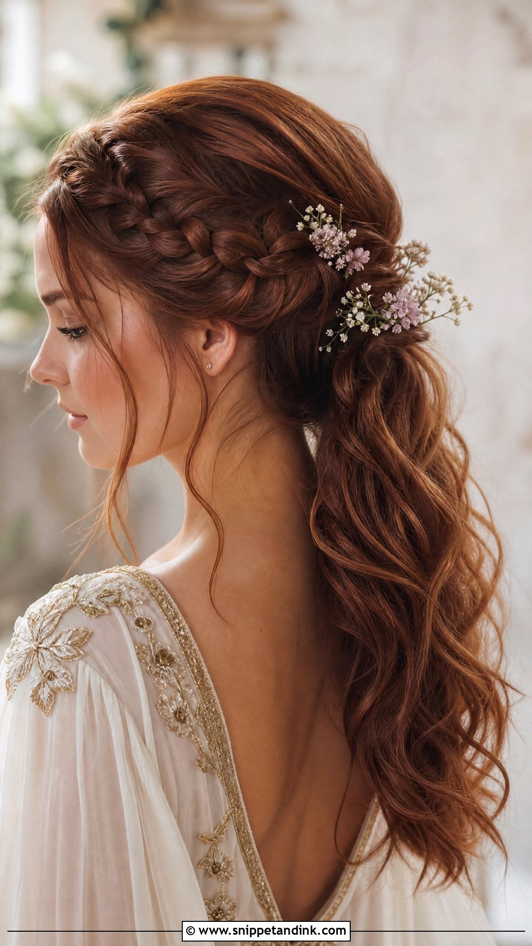Half Up Ponytail With Side Braid - Snippet and Ink - 20 Half-Up Ponytail Wedding Ideas