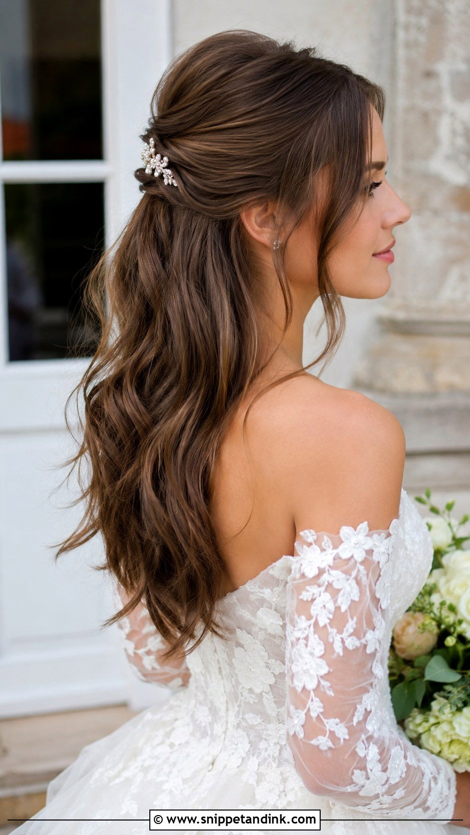 Half Up Ponytail for Brides - Snippet and Ink - 25 Bride Ponytail Hairstyles