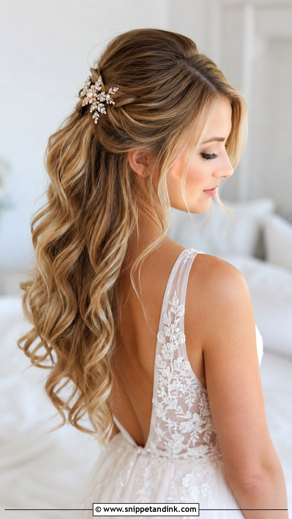 Half Up Ponytail for Brides - Snippet and Ink - 30 Pony Tailed Wedding Hairstyle Ideas