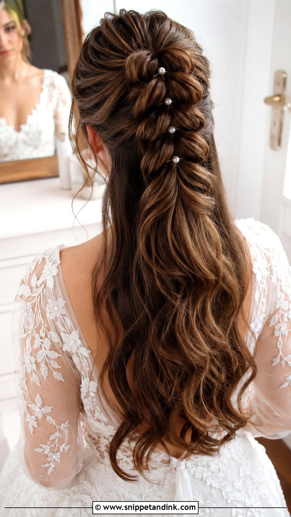Half Up Pull Through Braid With Volume - Snippet and Ink - 25 Long Half-Up Half-Down Wedding Hair Ideas