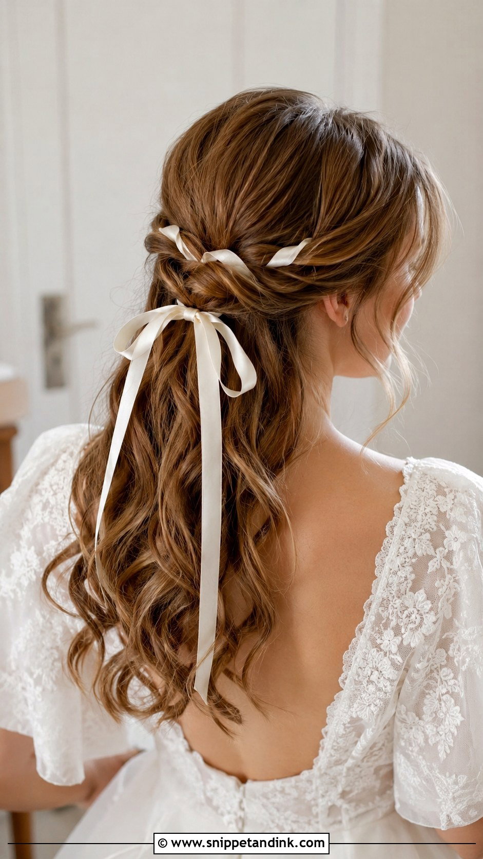 Half Up Ribbon Wedding Hair - Snippet and Ink - 25 Romantic Half-Up Wedding Hair Ideas
