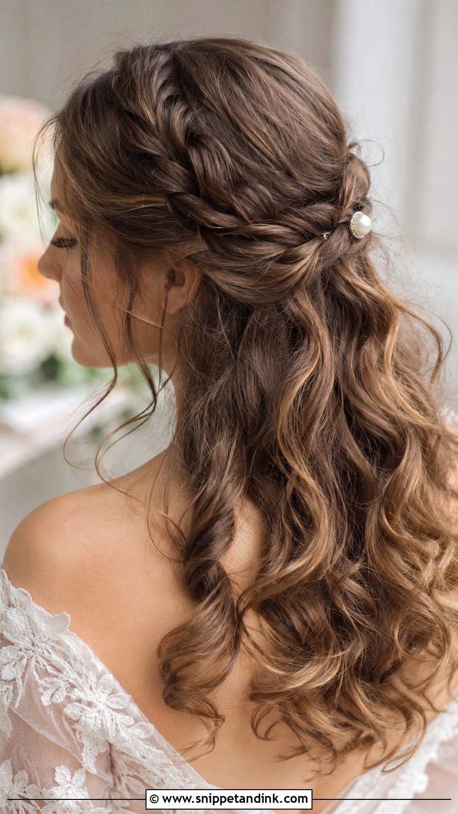 Half Up Rope Braid With Soft Curls - Snippet and Ink - 25 Long Half-Up Half-Down Wedding Hair Ideas