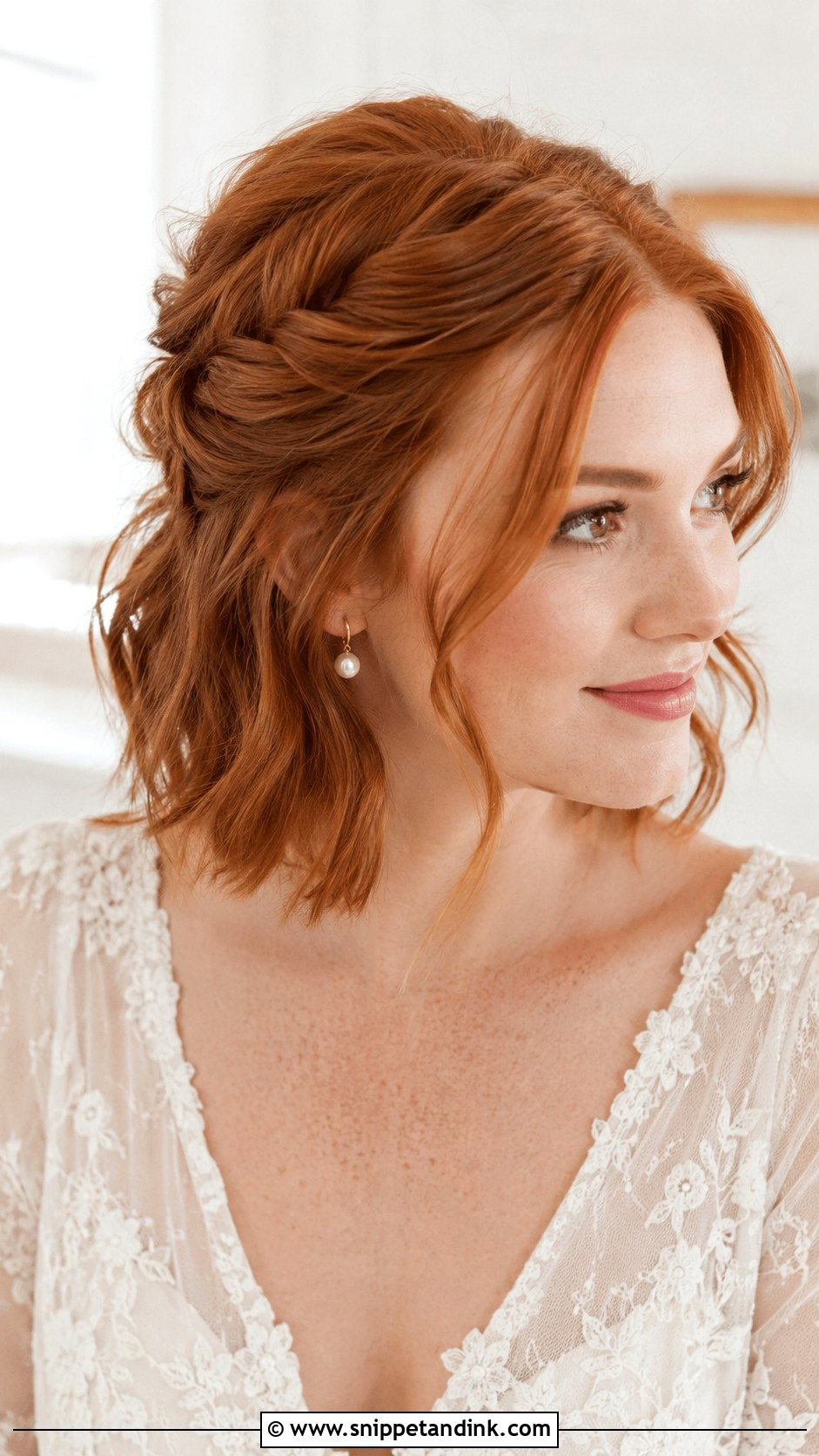 Half Up Short Wedding Hair - Snippet and Ink - 15 Hairstyles for Short Length Hair Wedding