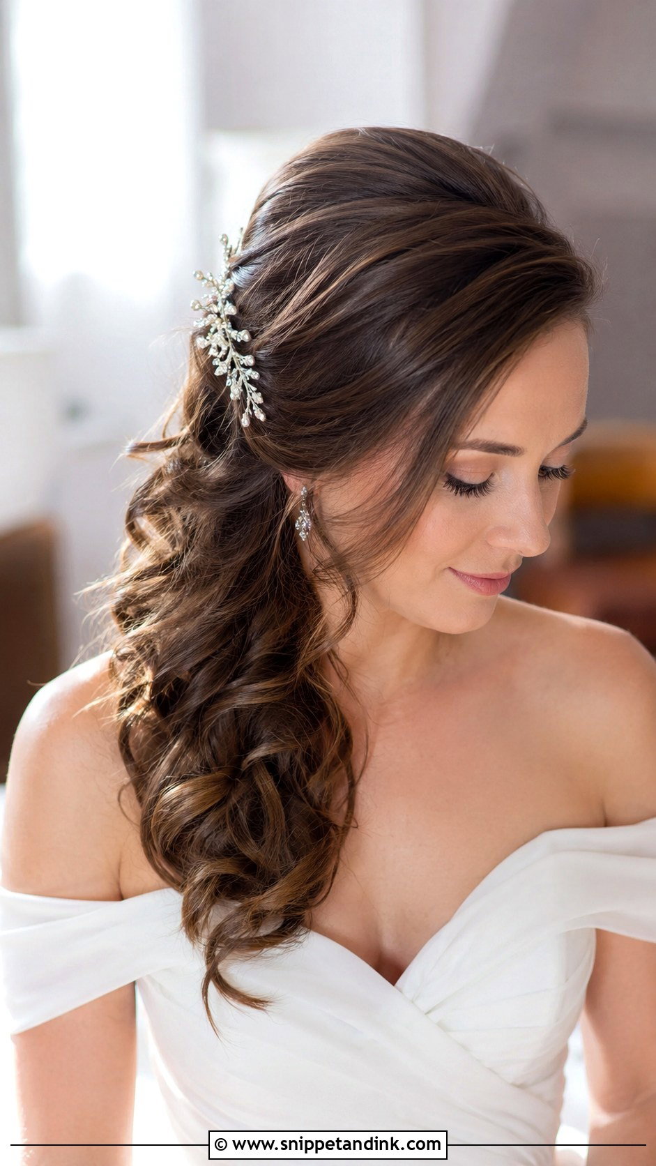 Half Up Side Swept Wedding Hair - Snippet and Ink - 25 Romantic Half-Up Wedding Hair Ideas