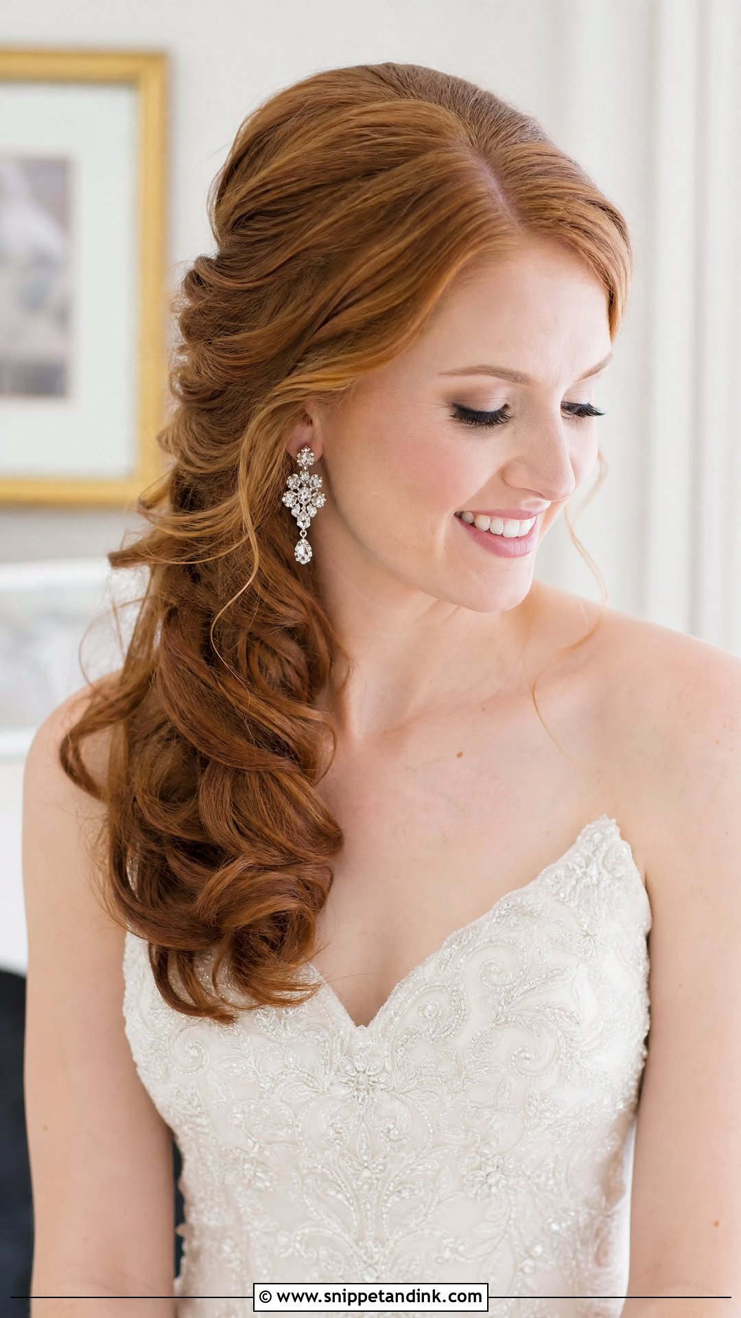 Half Up Side Swept Wedding Hairstyle - Snippet and Ink - 20 Clip in Hair Extensions Styles Half-Up Down Wedding Hairstyles