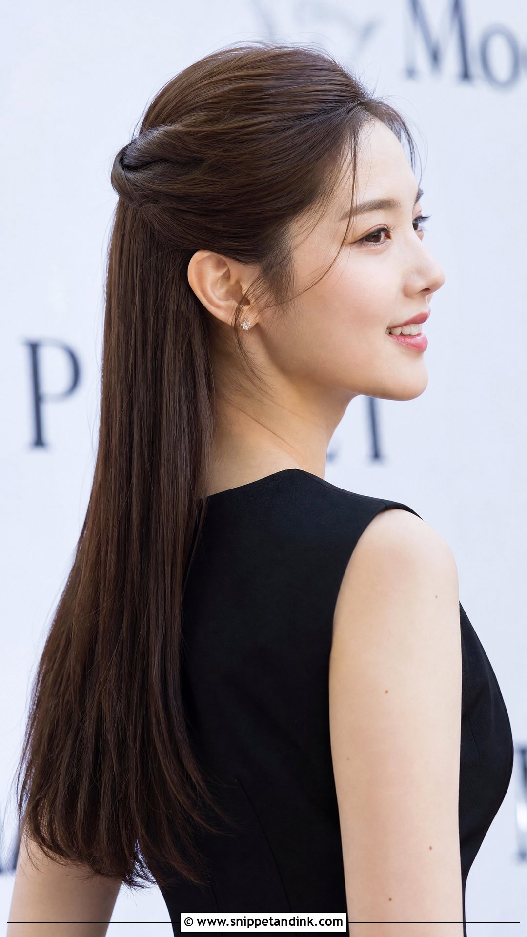 Half Up Sleek and Straight - Snippet and Ink - 20 Half-Up Hair Styles for Wedding Guest