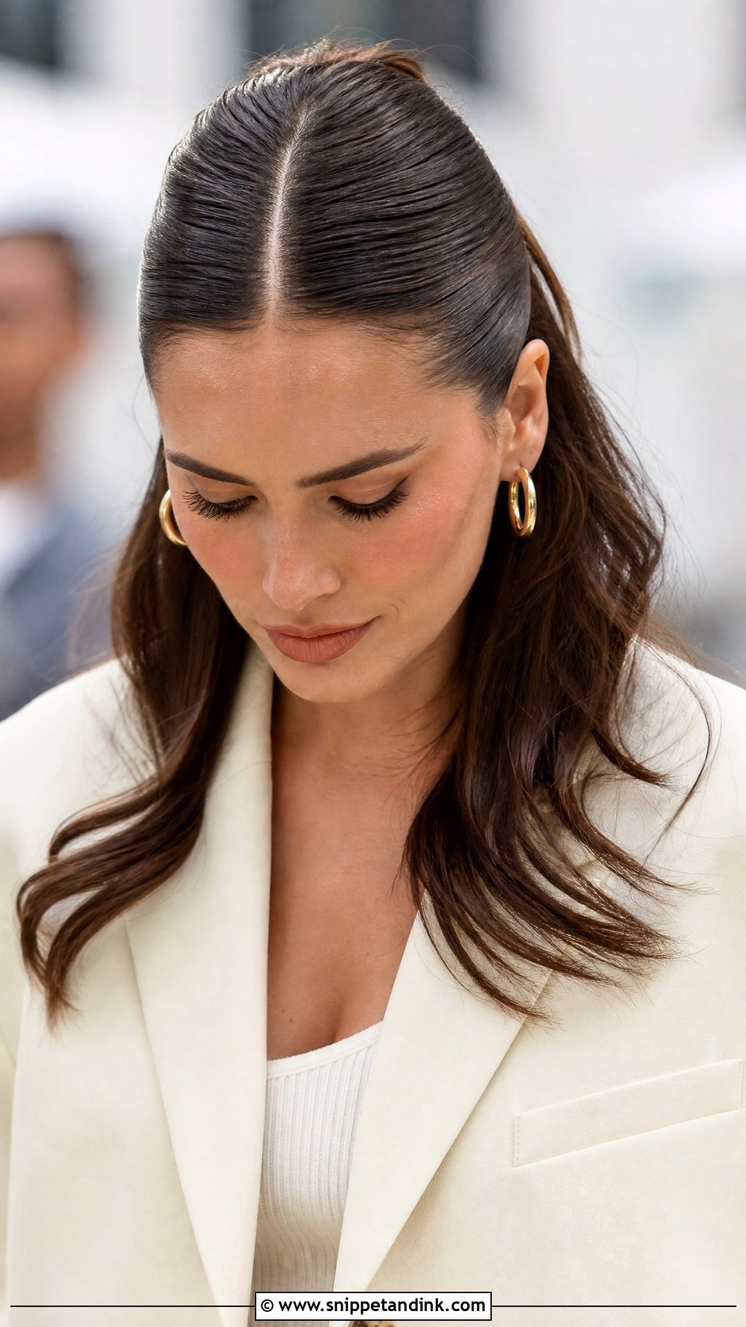 Half Up Slicked Back Style - Snippet and Ink - 20 Romantic Half-Up Half-Down Ideas