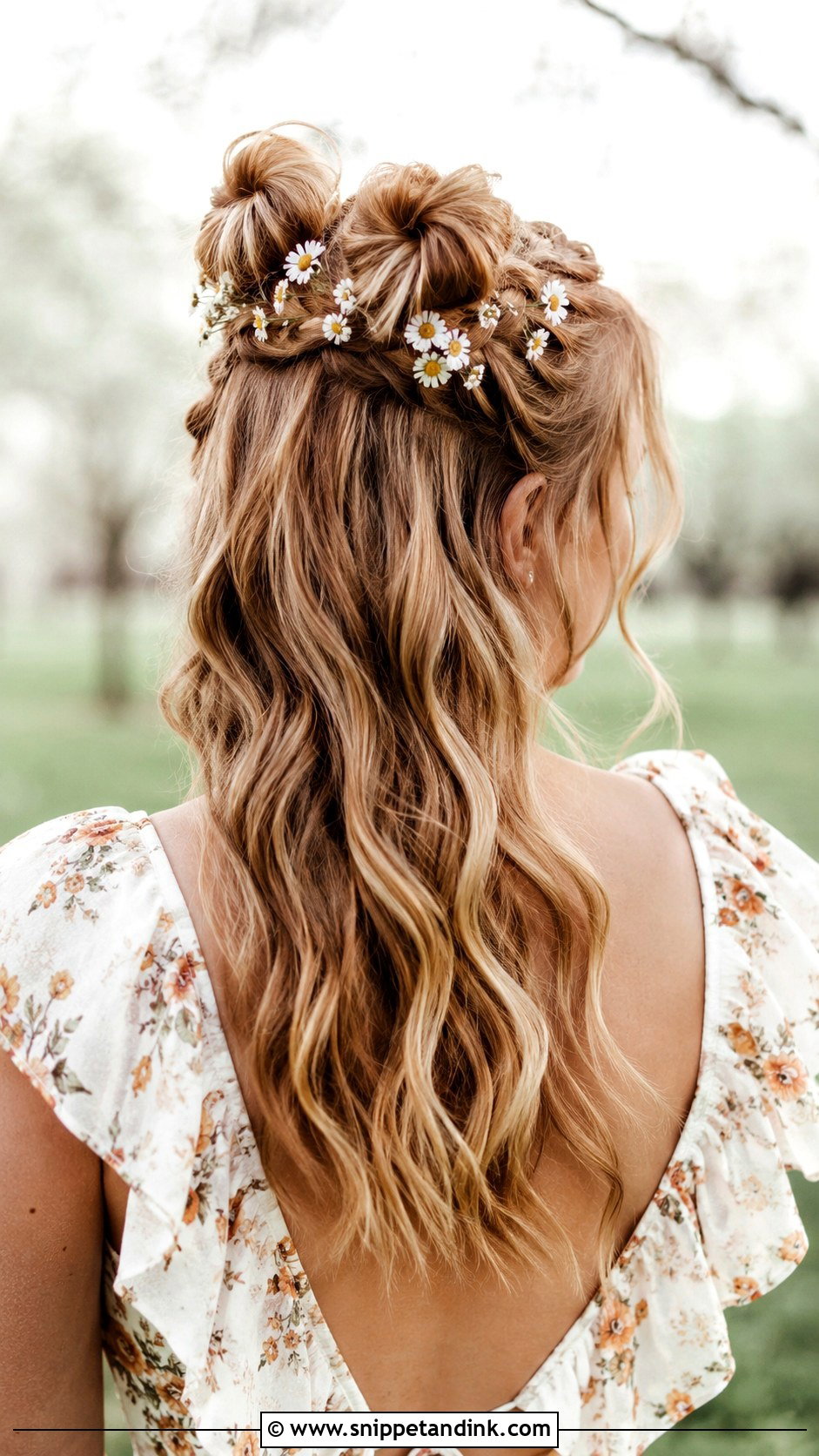 Half Up Space Buns Hairstyle - Snippet and Ink - 25 Half-Up Maid of Honor Hairstyles
