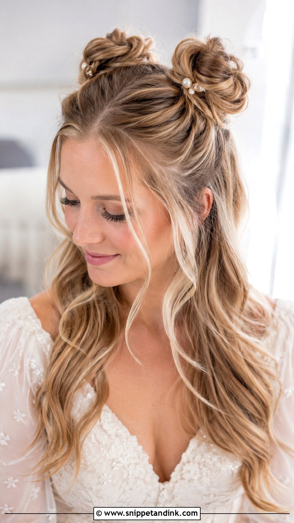 Half Up Space Buns Wedding Hair - Snippet and Ink - 15 Space Buns Wedding Hair