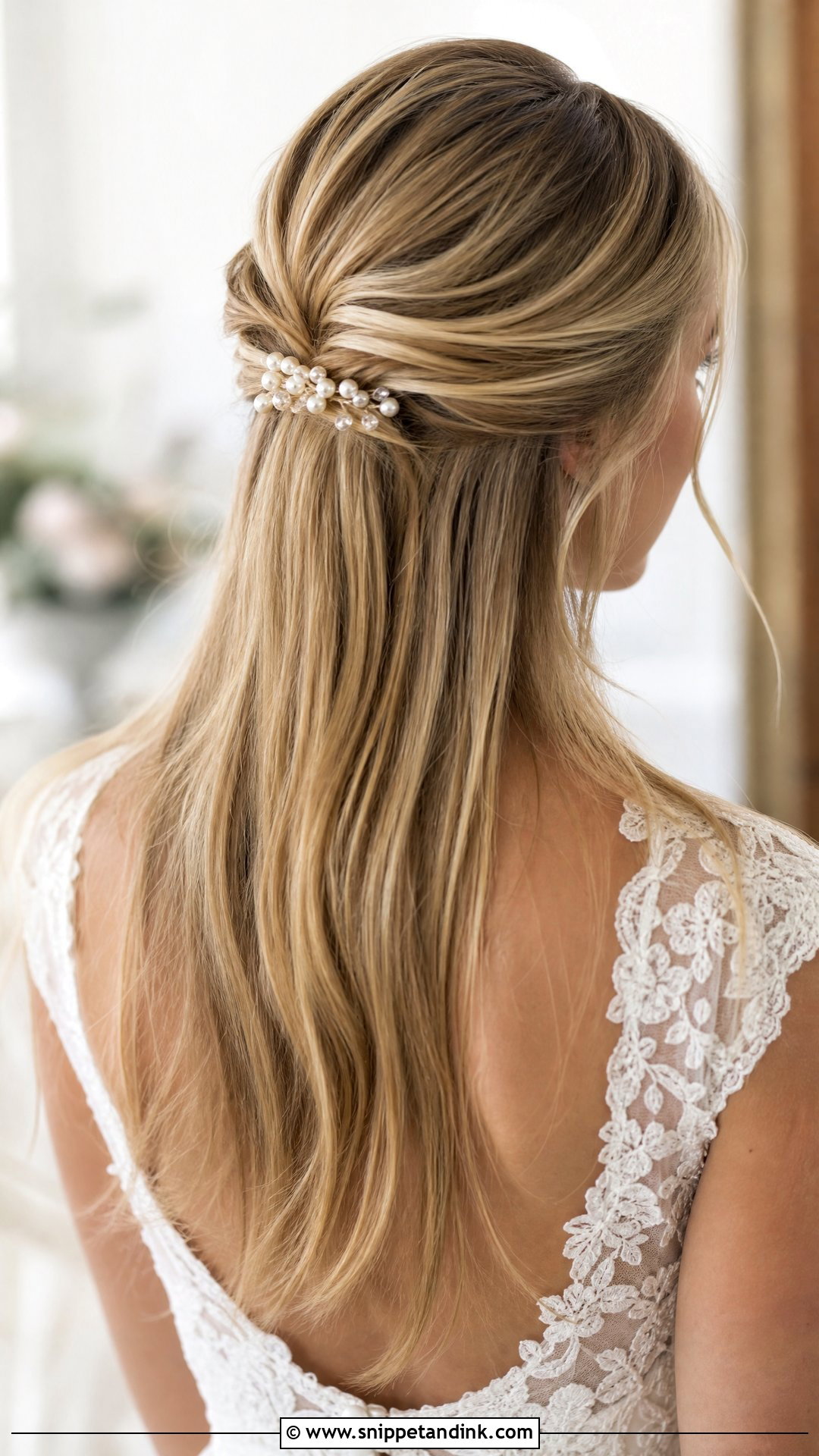 Half Up Straight Hair Wedding Hairstyle - Snippet and Ink - 20 Wedding Hairstyles with Straight Hair