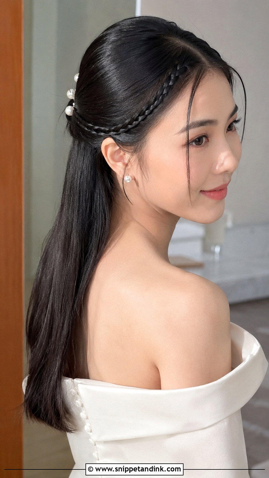 Half Up Straight Wedding Hair - Snippet and Ink - 25 Romantic Half-Up Wedding Hair Ideas