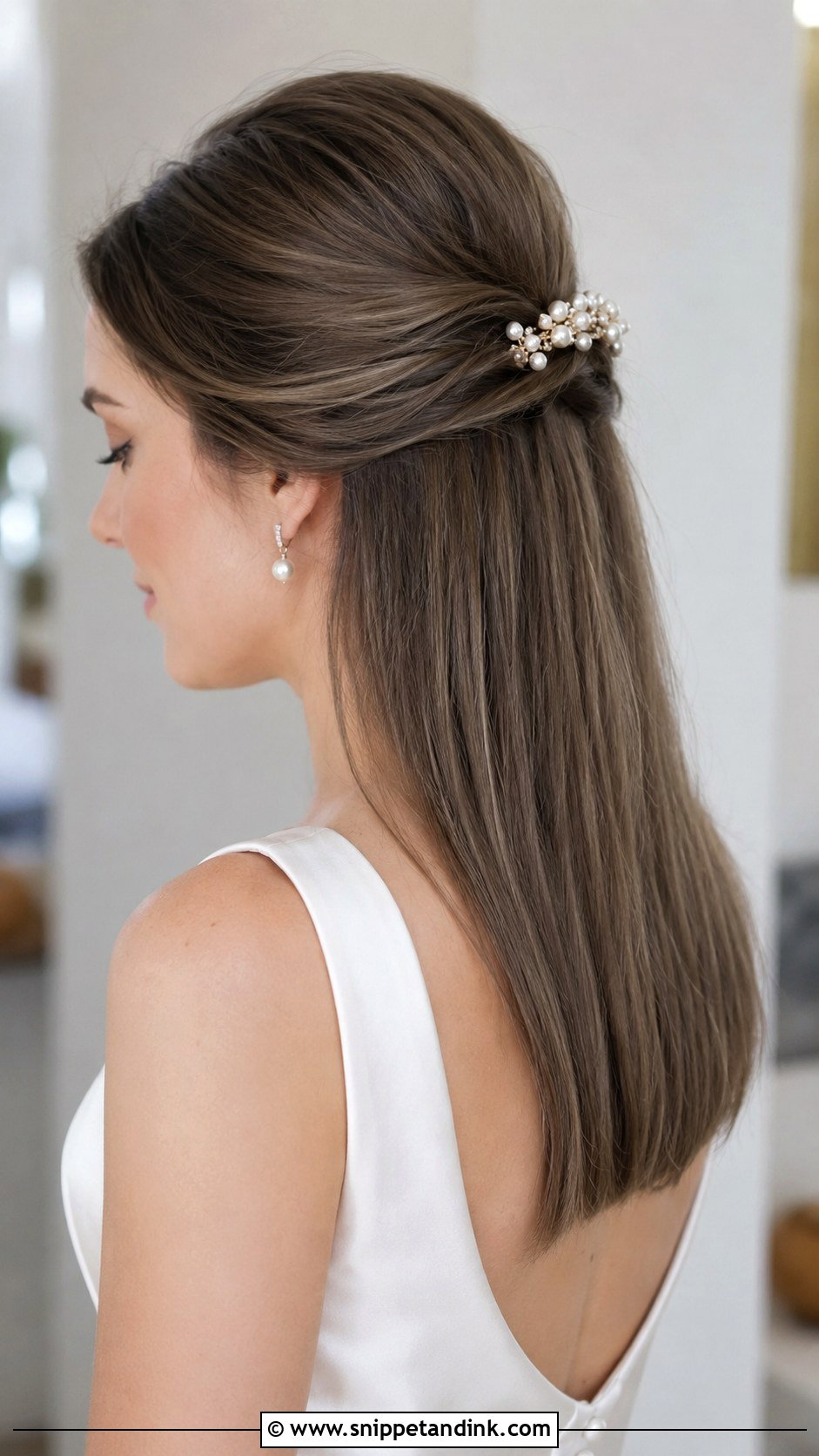 Half Up Straight Wedding Hair - Snippet and Ink - 15 Simple Wedding Hairstyles Straight Hair