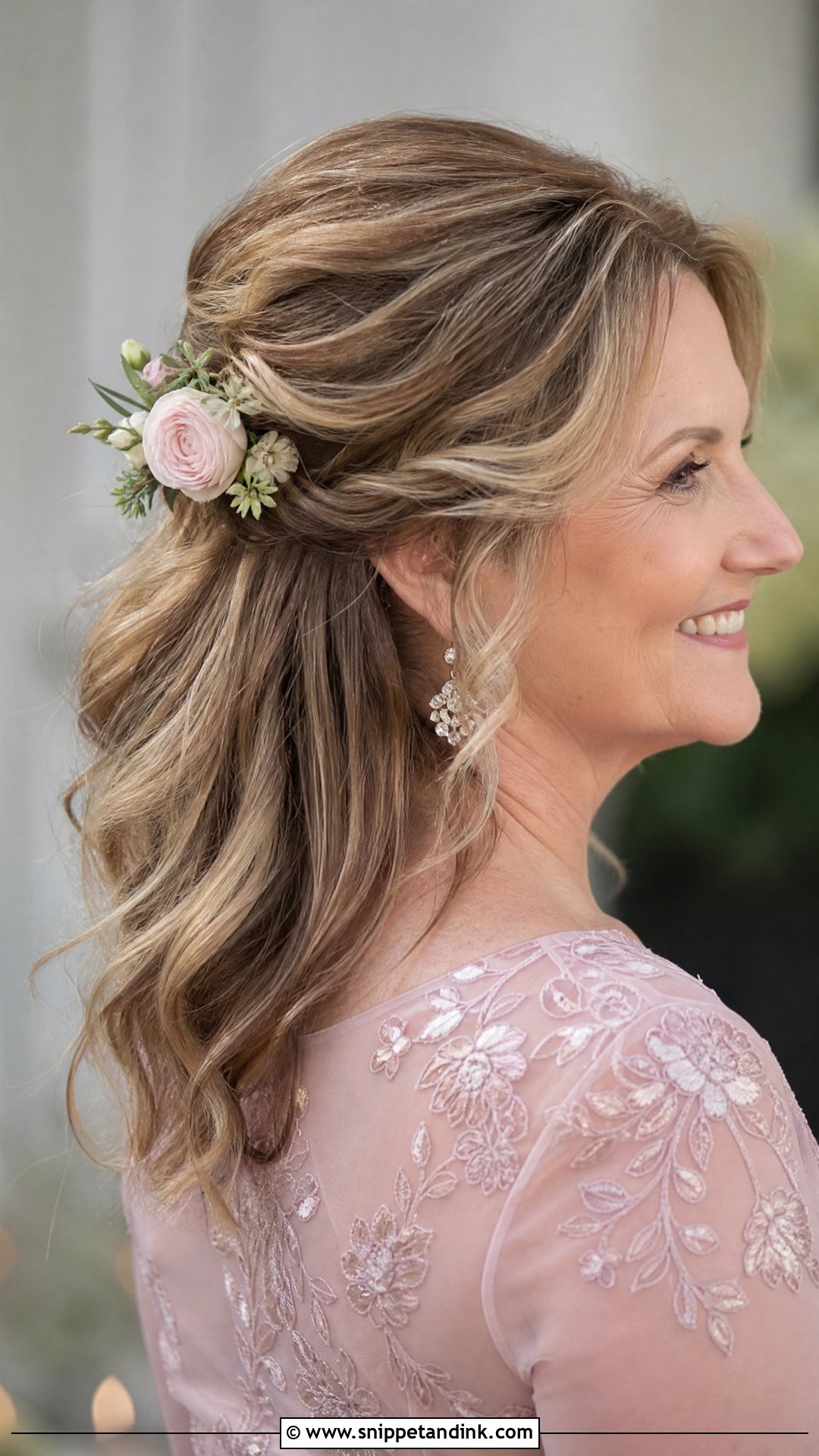 Half Up Style With Flowers - Snippet and Ink - 20 Bride Mom Hairstyle Ideas