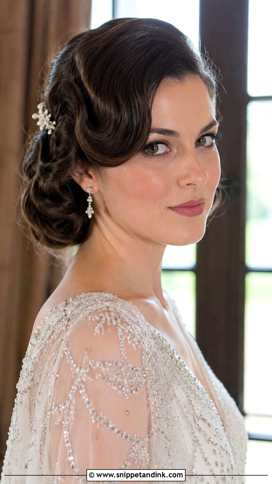 Half Up Style with Soft Finger Waves - Snippet and Ink - 25 Half-Up Short Hair Wedding Ideas