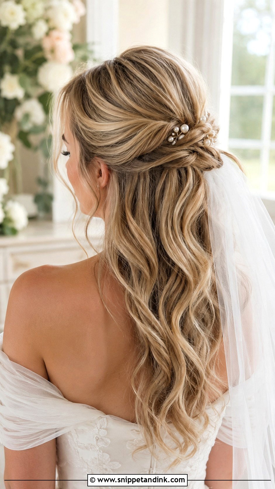 Half Up Tied Wedding Hairstyle - Snippet and Ink - 15 Tied Hairstyle for Wedding Ideas