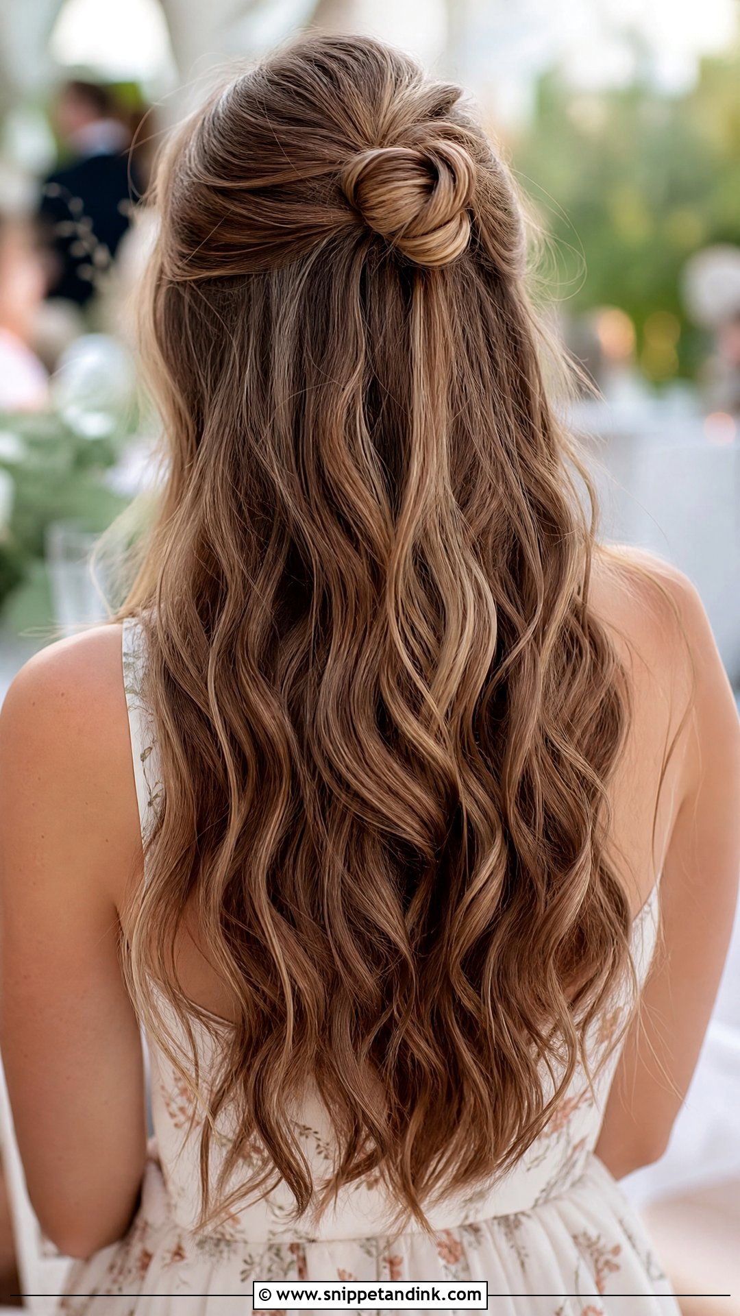 Half Up Top Knot - Snippet and Ink - 20 Medium Length Hair Styles for Wedding Guest