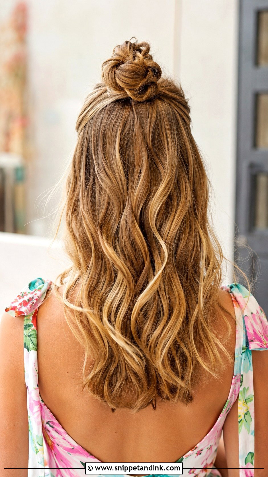 Half Up Top Knot - Snippet and Ink - 20 Medium Length Hairstyles for Wedding Guest