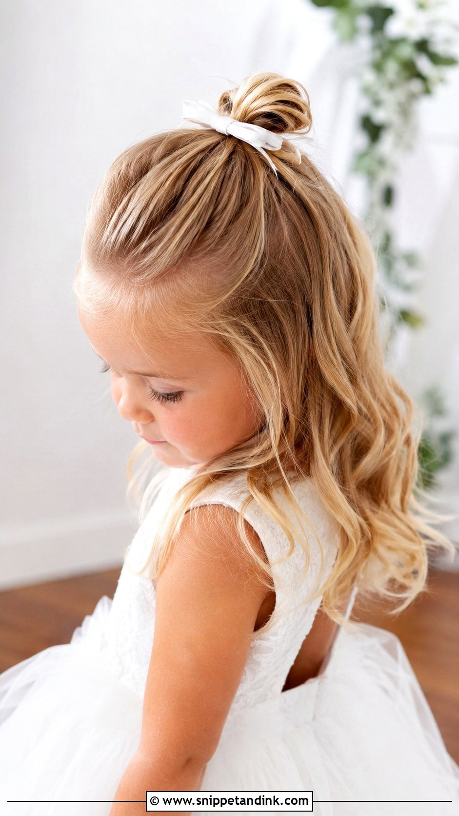 Half Up Top Knot - Snippet and Ink - 20 Toddler Hair for Wedding Ideas