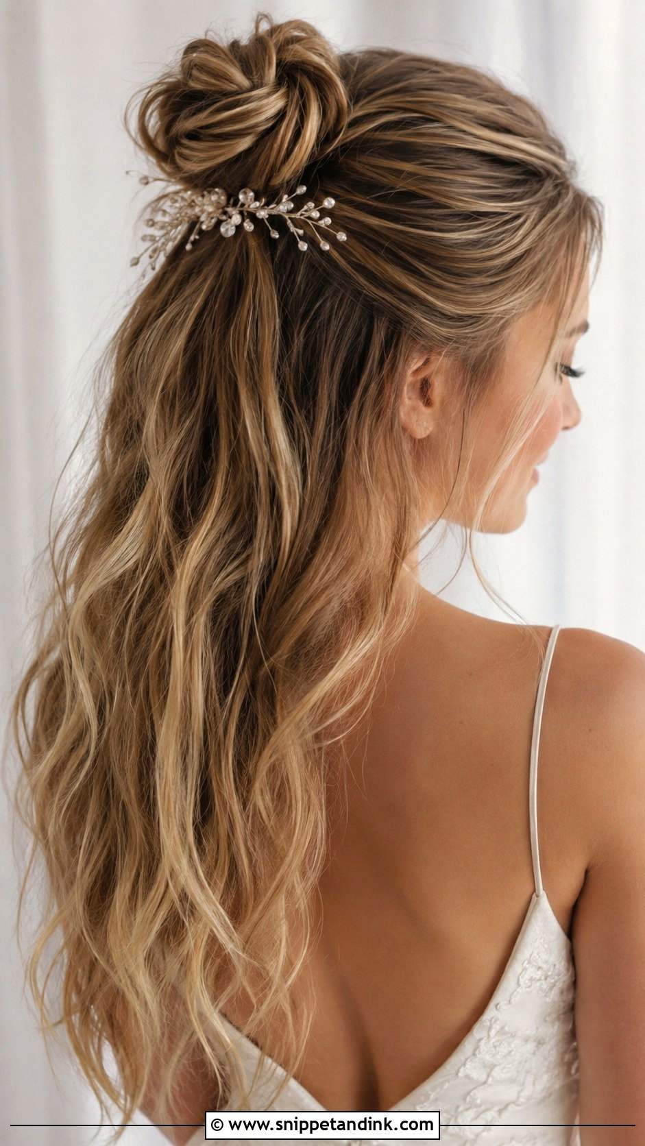 Half Up Top Knot - Snippet and Ink - 20 Wedding Hair Ideas for Medium Length