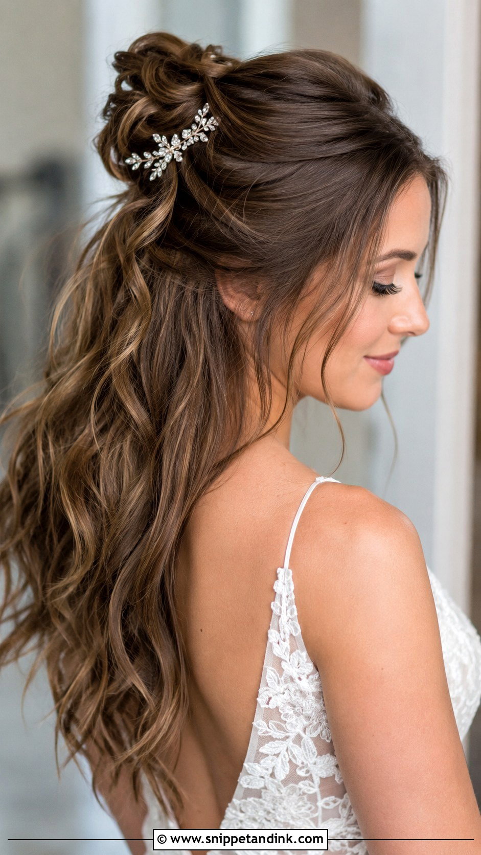 Half Up Top Knot - Snippet and Ink - 25 Long Hair Wedding Hairstyles