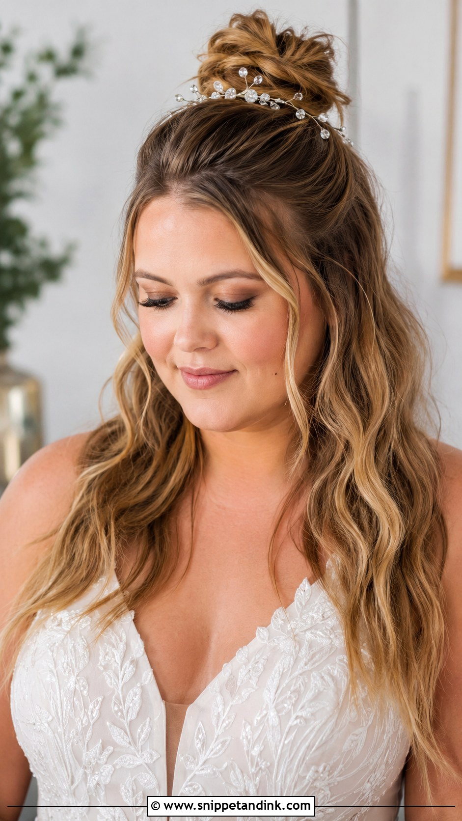 Half Up Top Knot - Snippet and Ink - 25 Round Face Hairstyles for Wedding