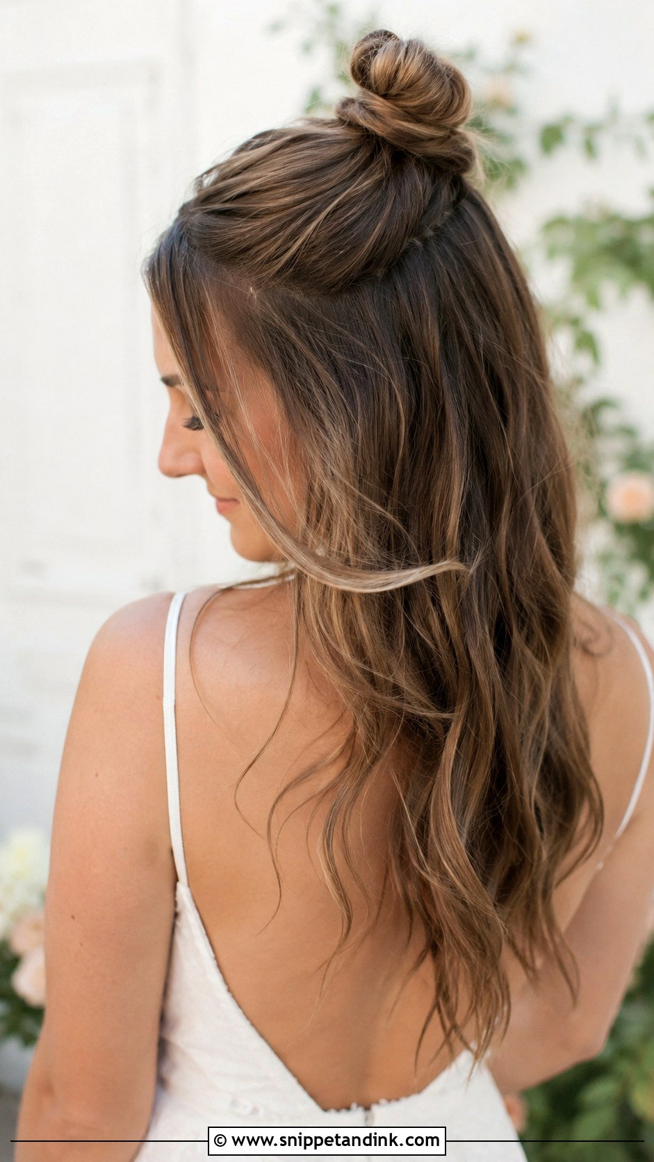 Half Up Top Knot - Snippet and Ink - 25 Simple Hairstyles for Wedding Guest
