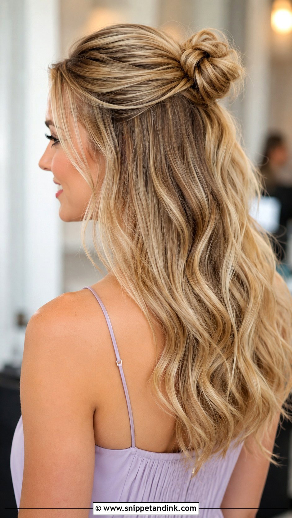 Half Up Top Knot - Snippet and Ink - 30 Hair Looks for Wedding Guest