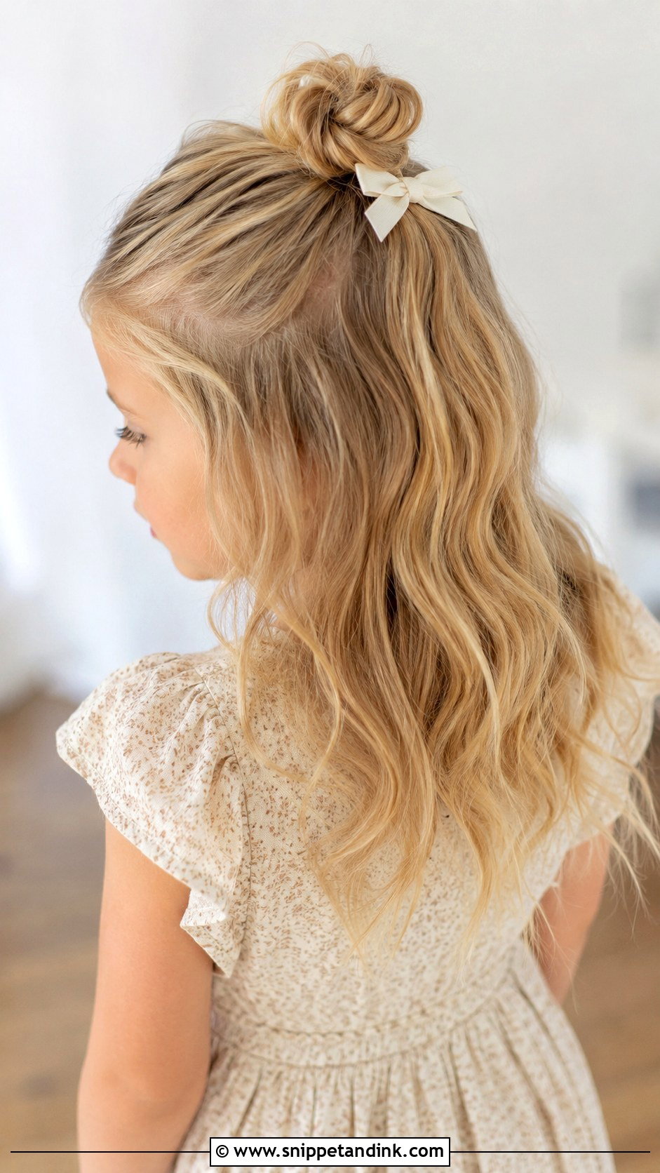 Half Up Top Knot - Snippet and Ink - 30 Kids Hairstyles for Wedding