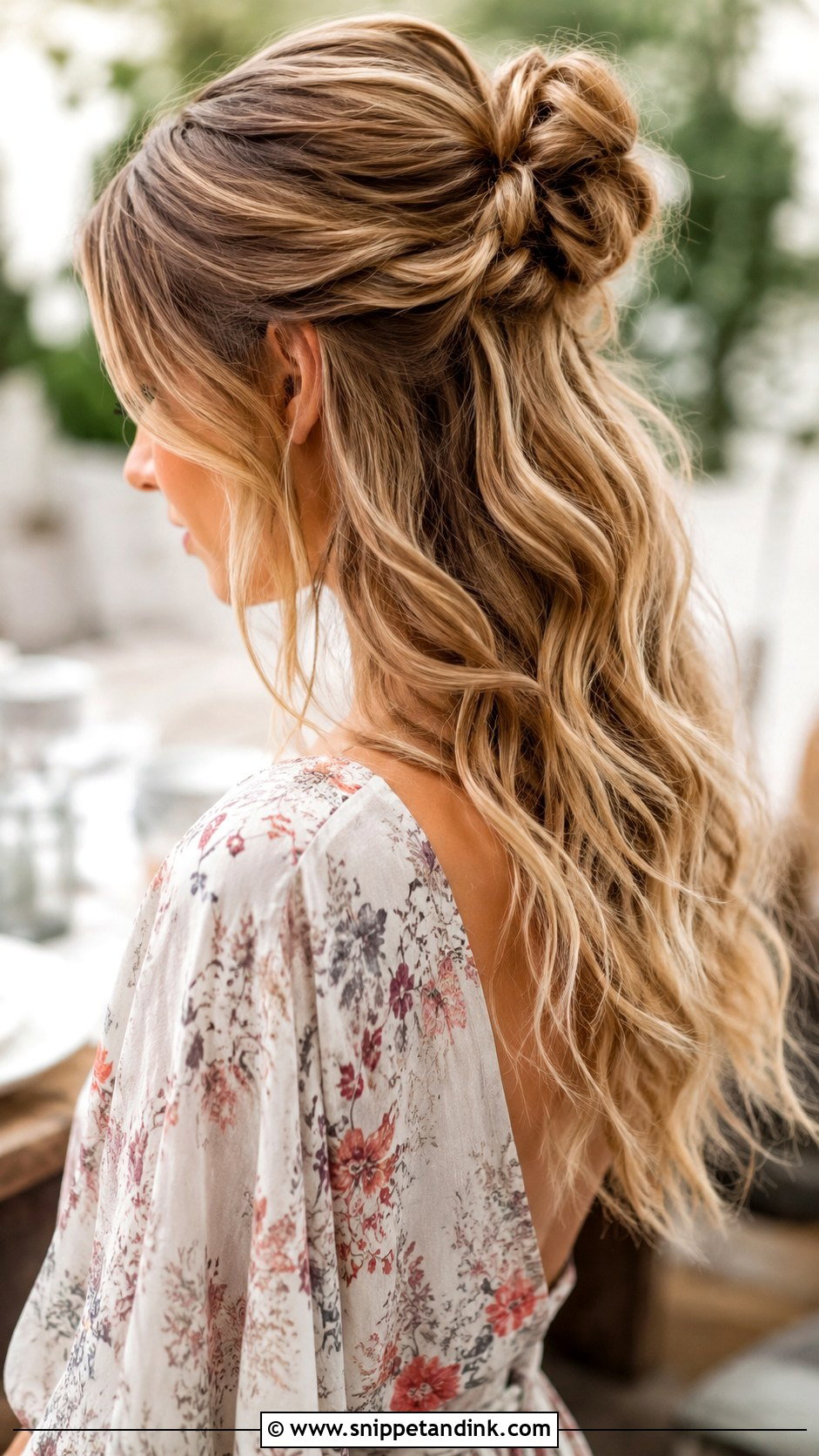 Half Up Top Knot - Snippet and Ink - 30 Medium Length Hair Styles Wedding Guest